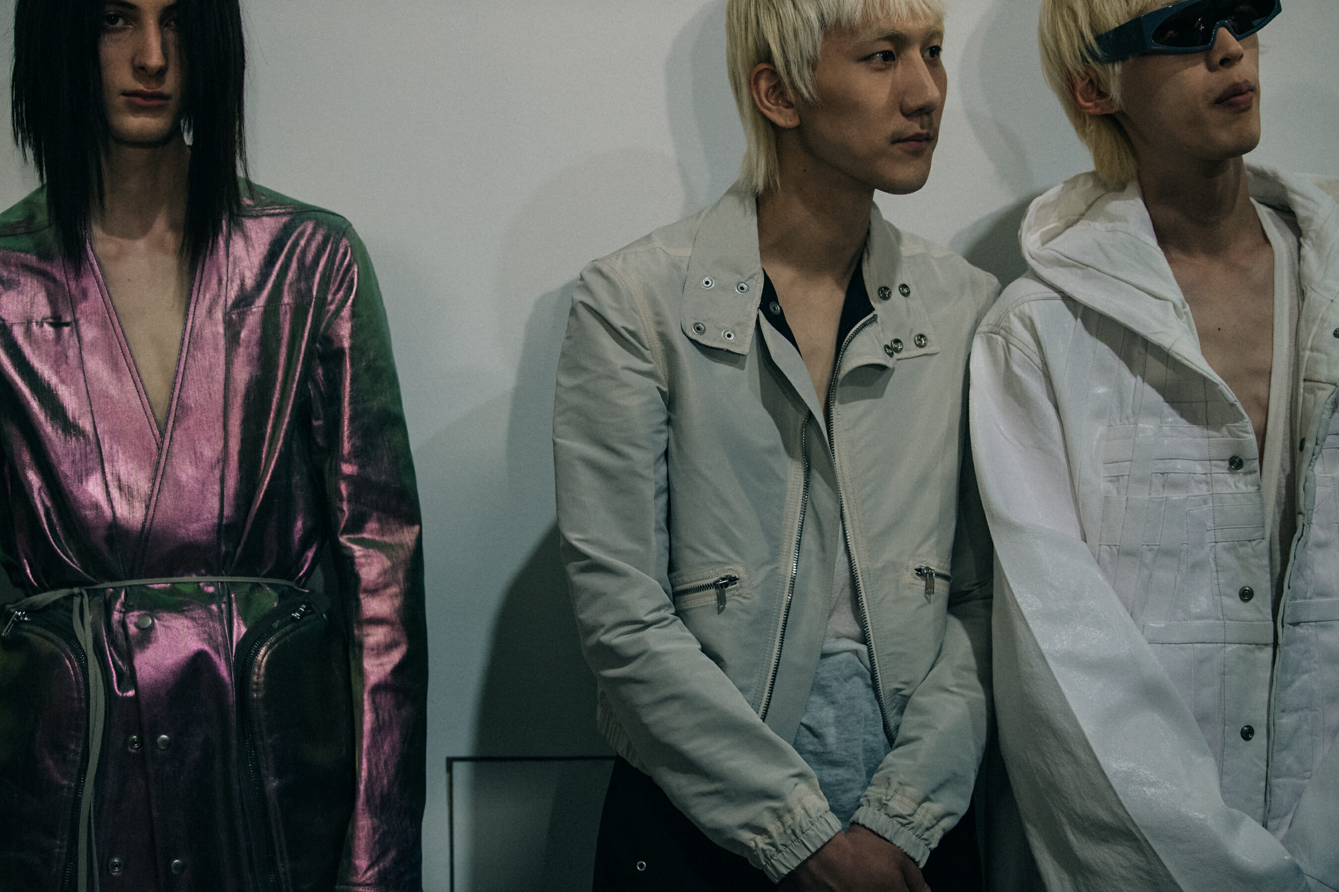 Model wearing light outfit at Rick Owens