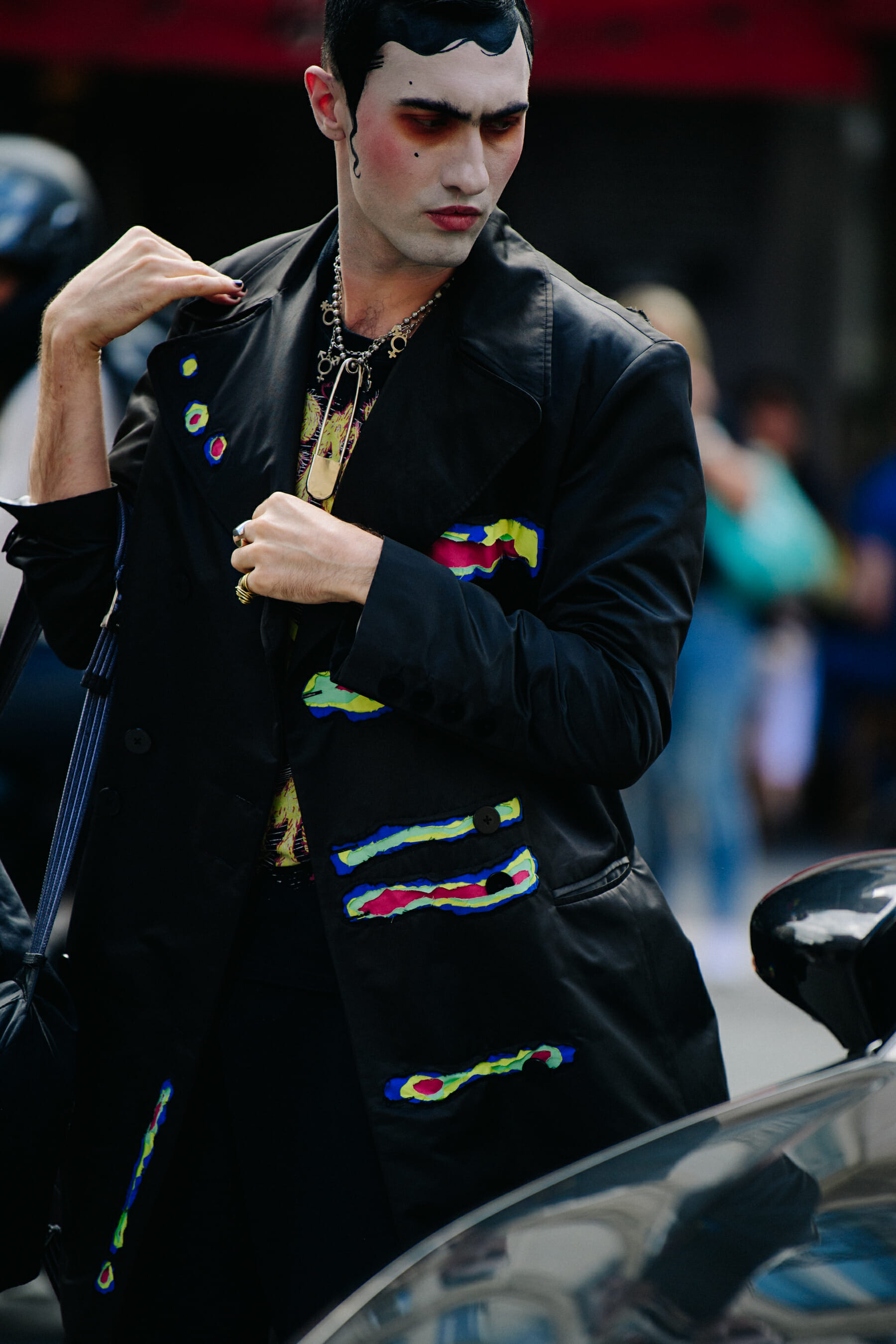 Man wearing black coat