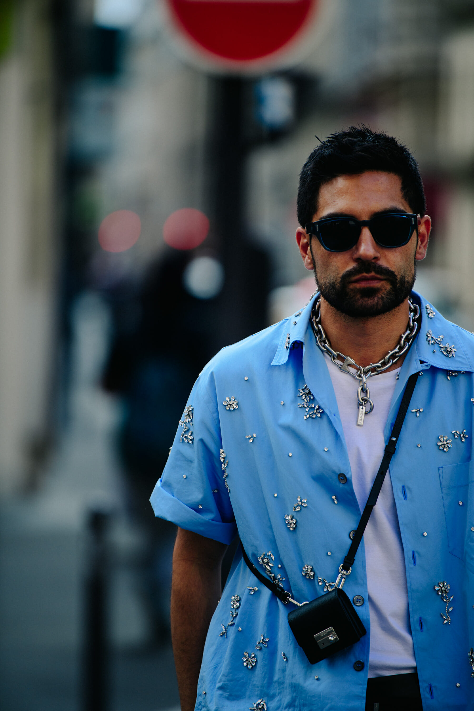 Man wearing blue shirt