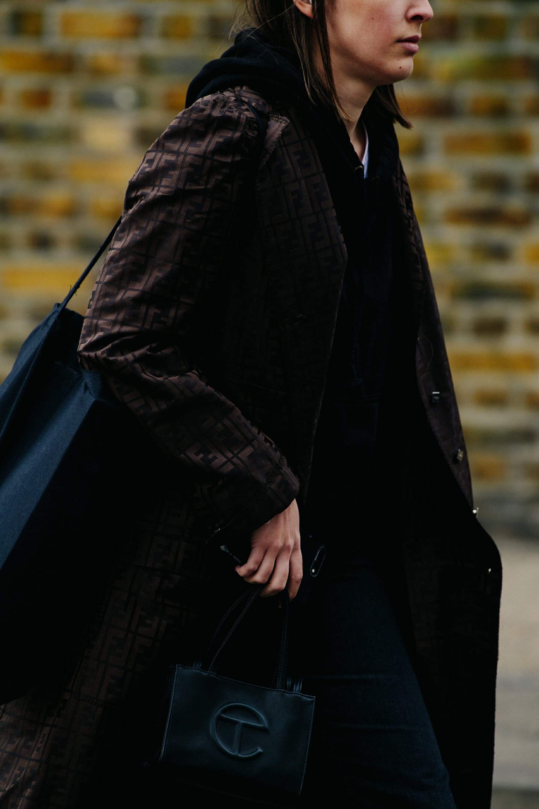 Woman wearing Fendi coat