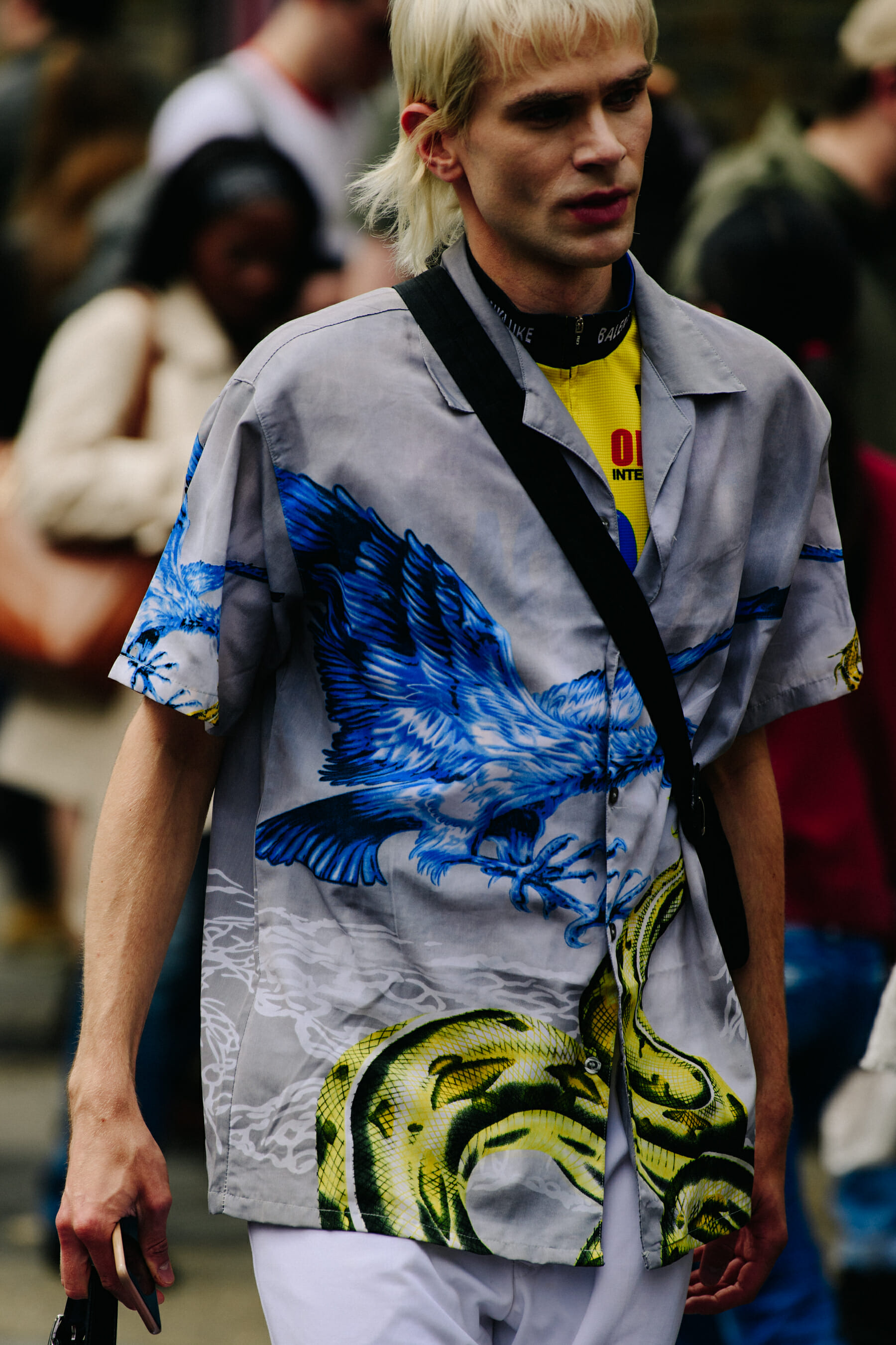 Man wearing pattern shirt