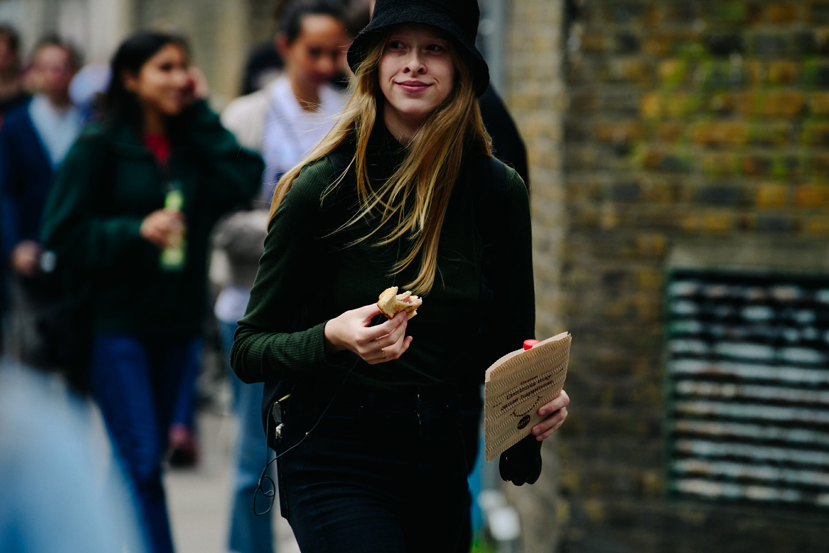 Model wearing green shirt