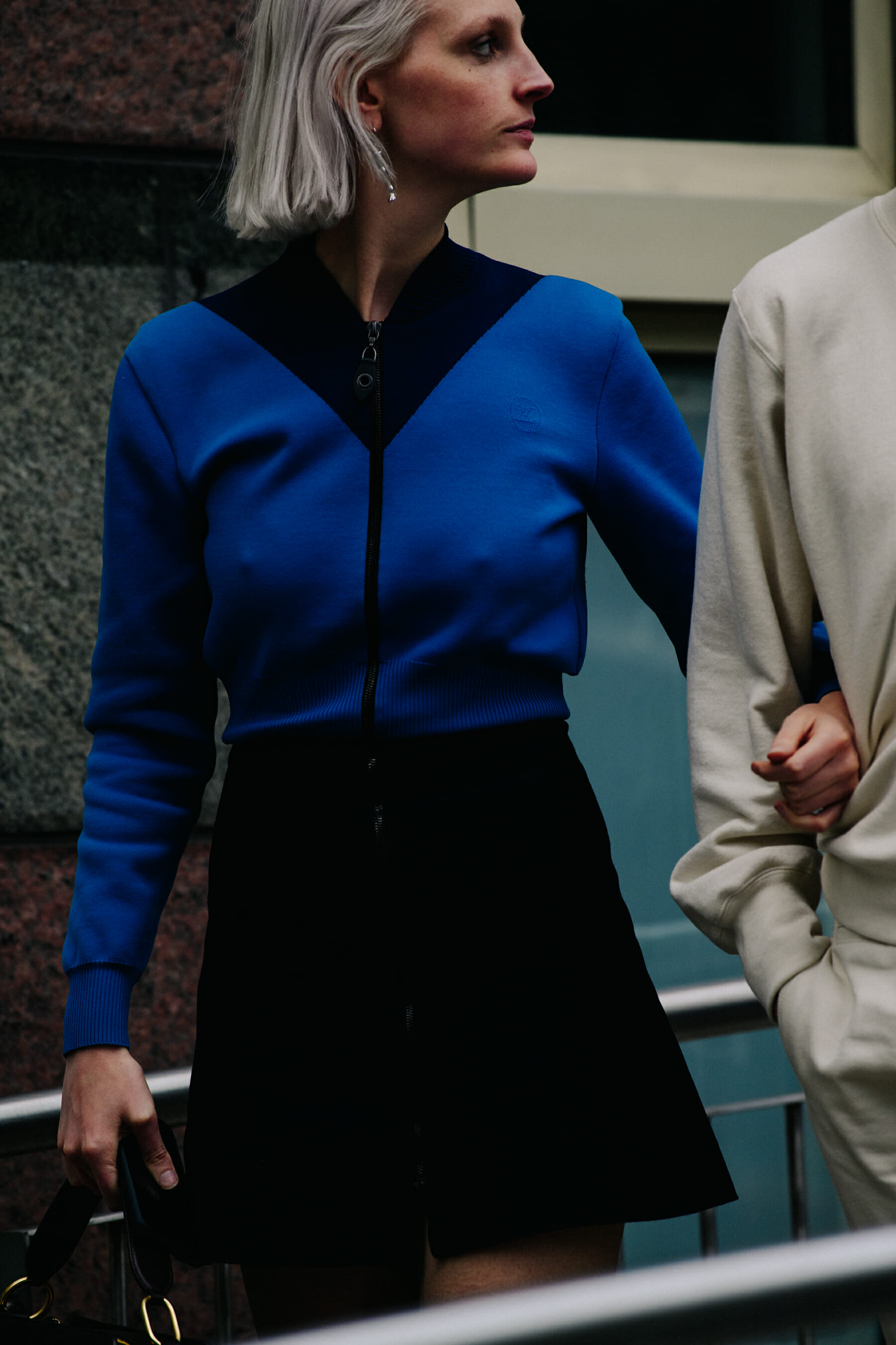 Woman wearing blue top