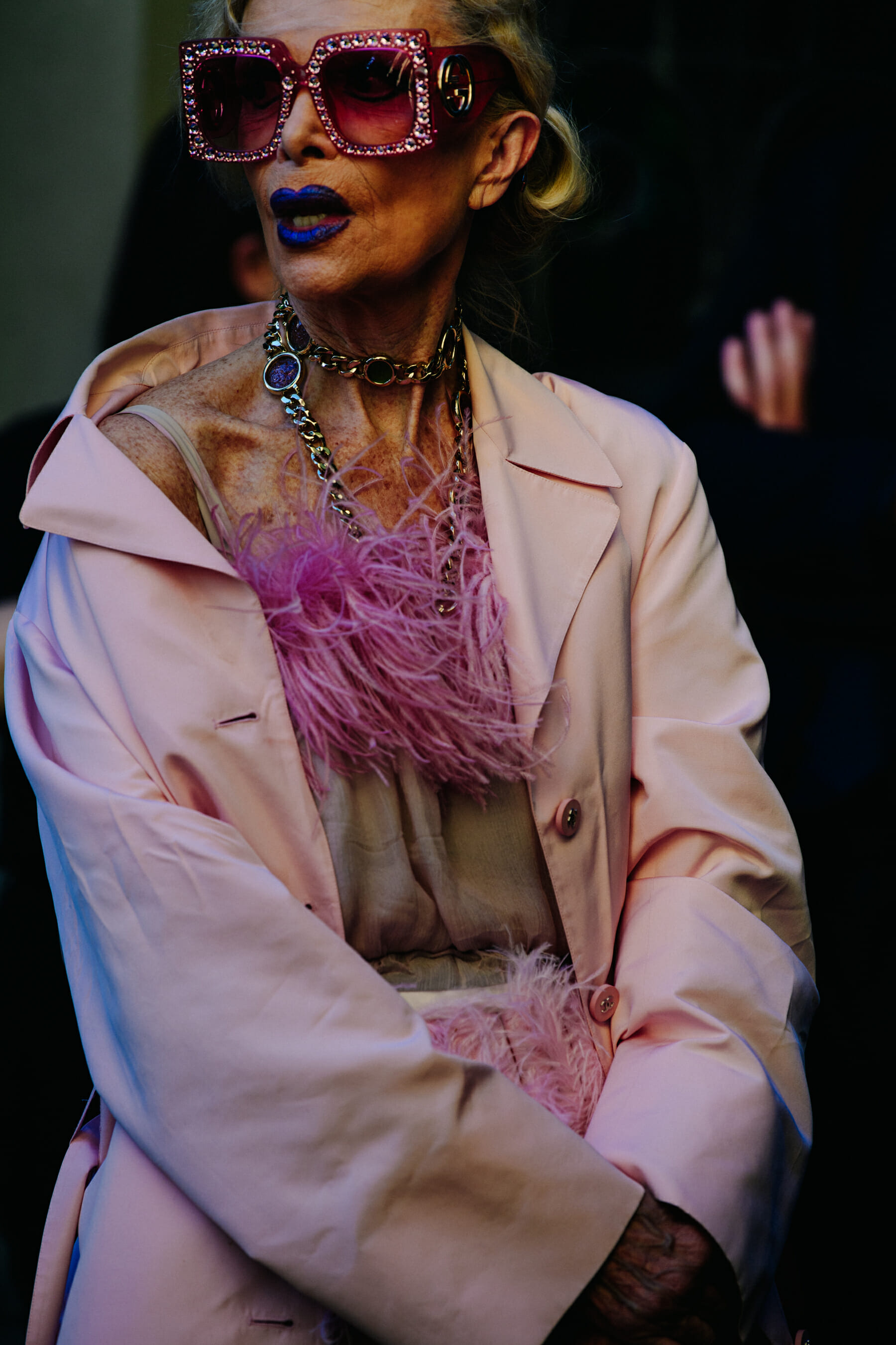 Woman wearing pink outfit
