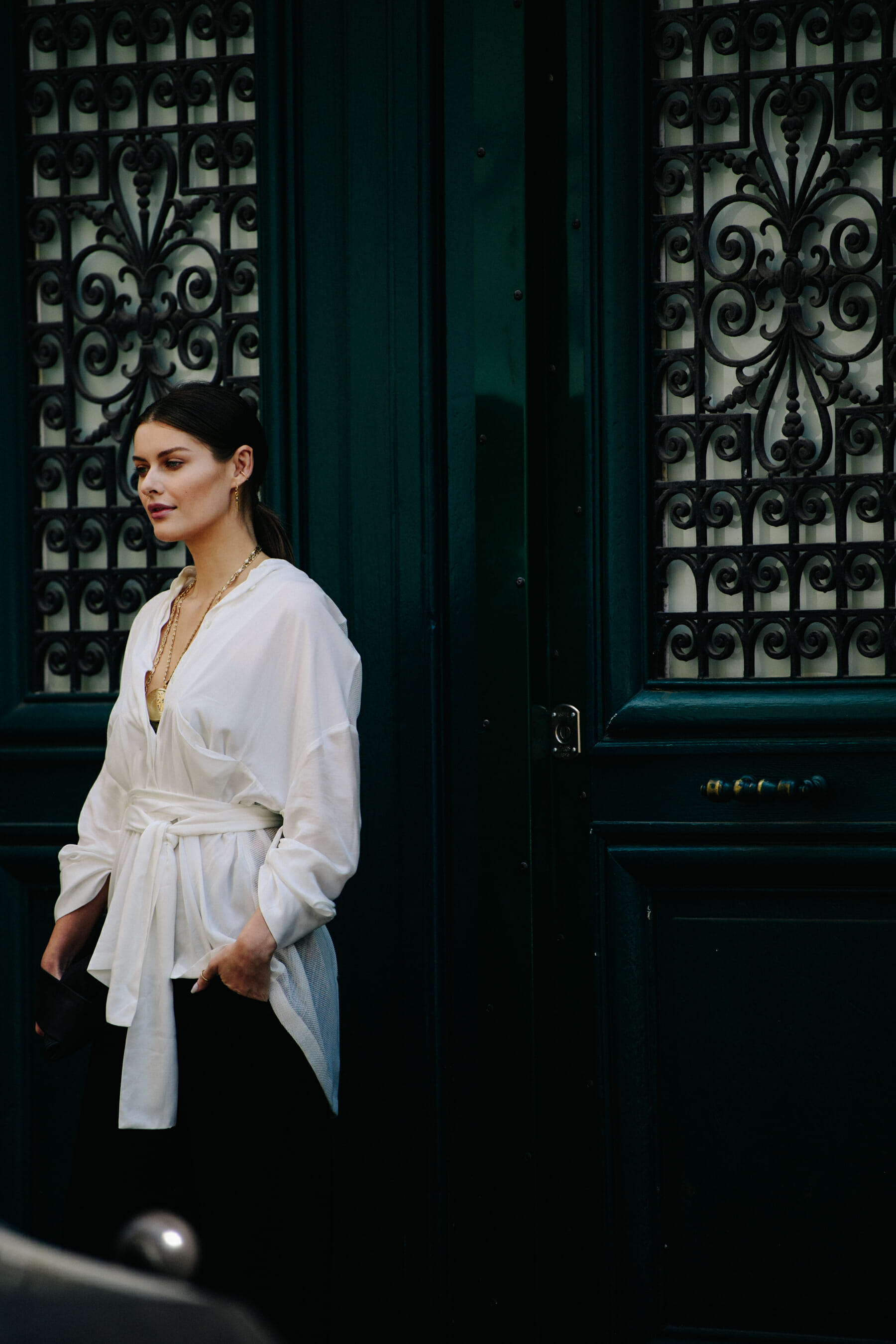 Woman wearing white top