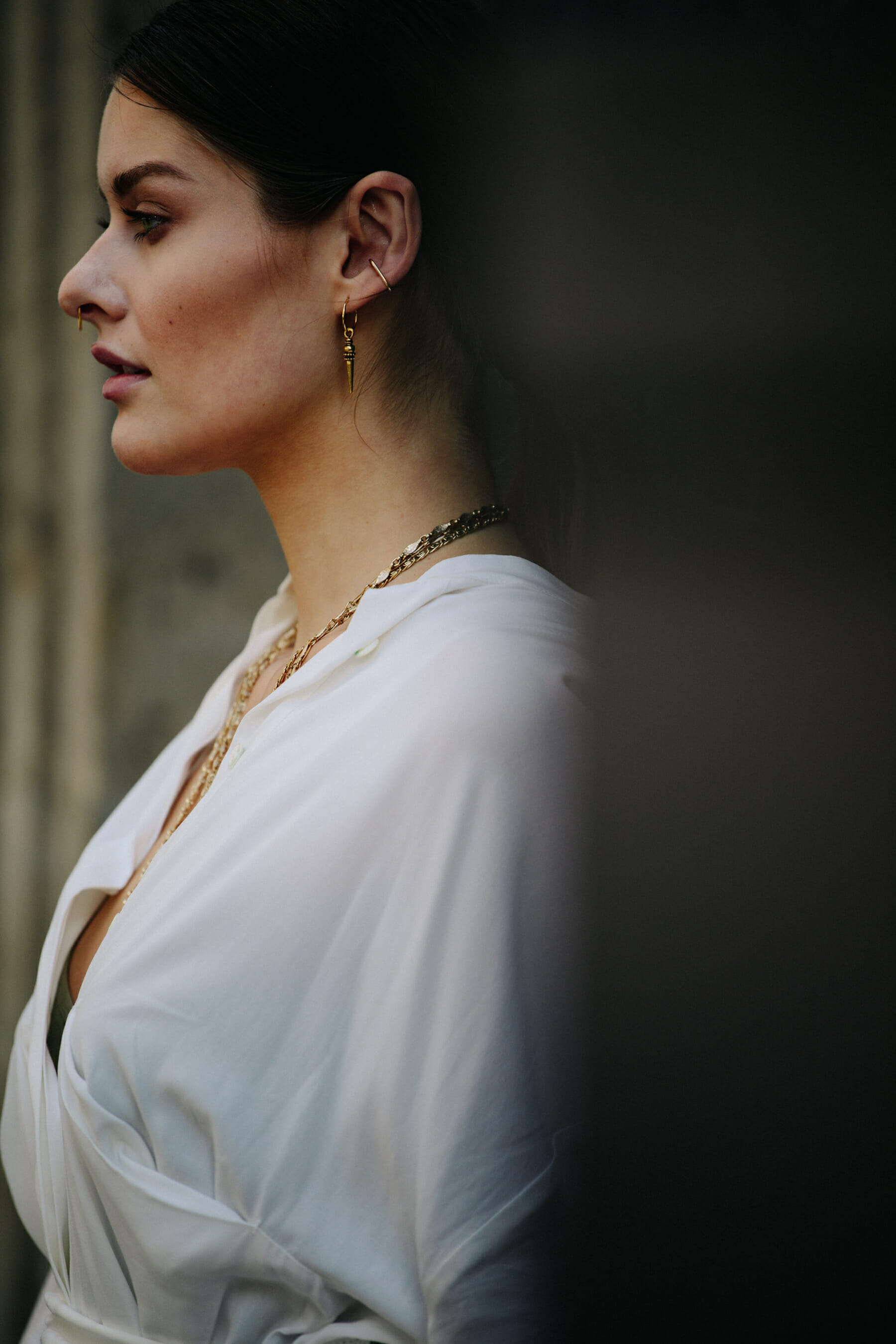 Woman wearing white top