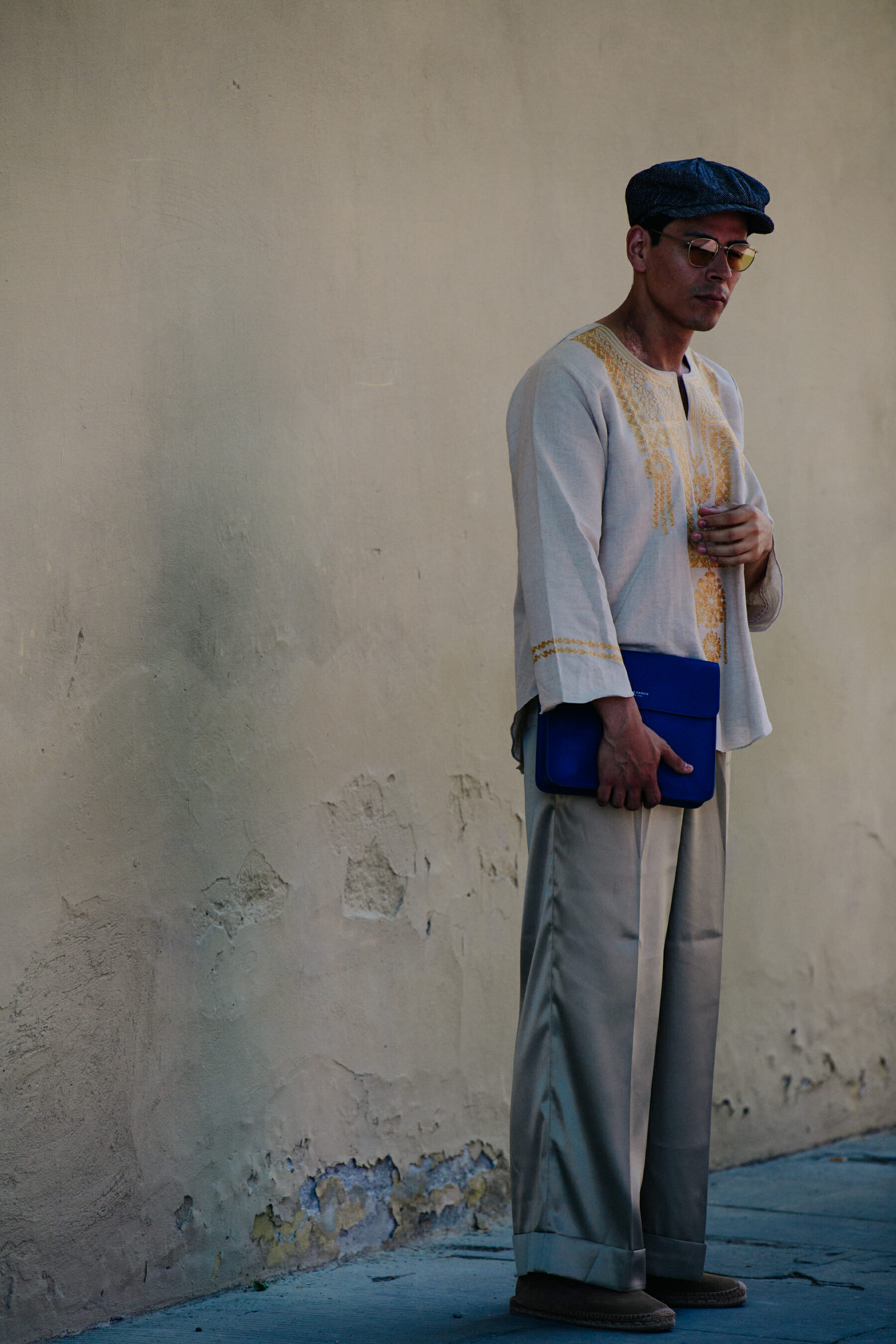 Man wearing wide pants