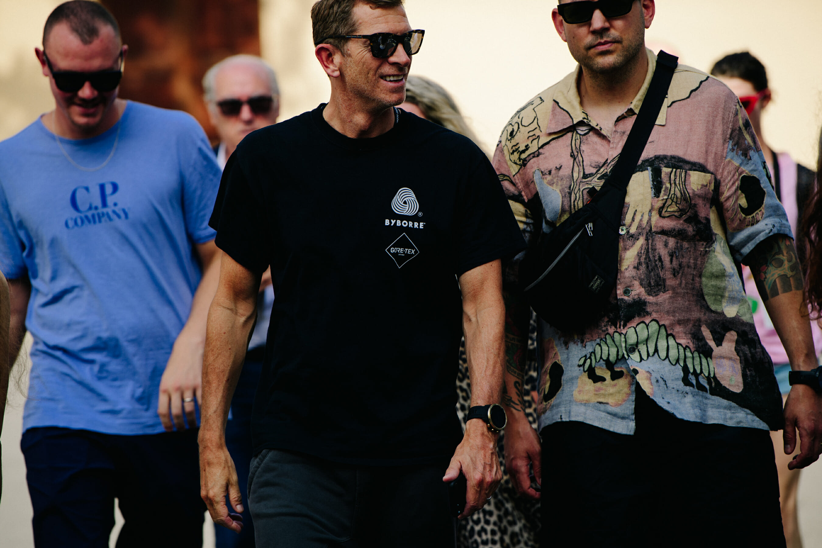 Group of buyers wearing stylish shirts