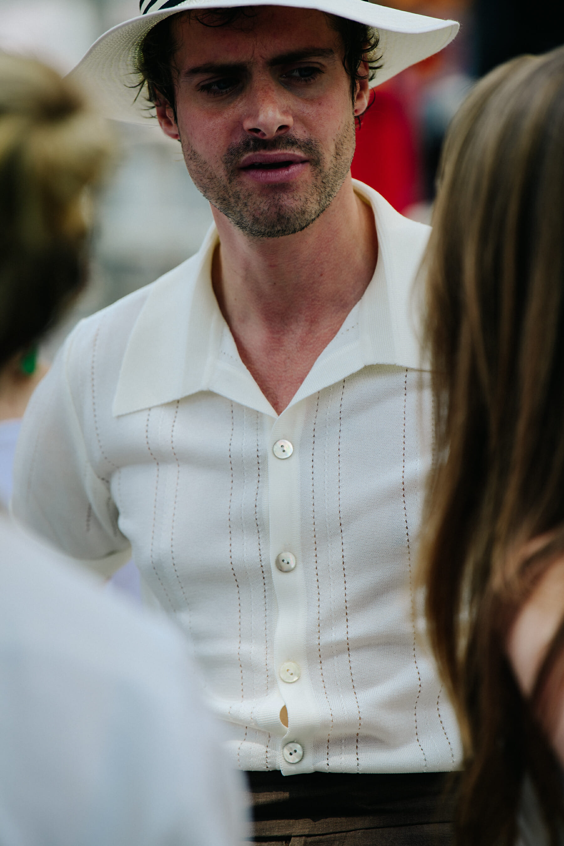 Man wearing white shirt