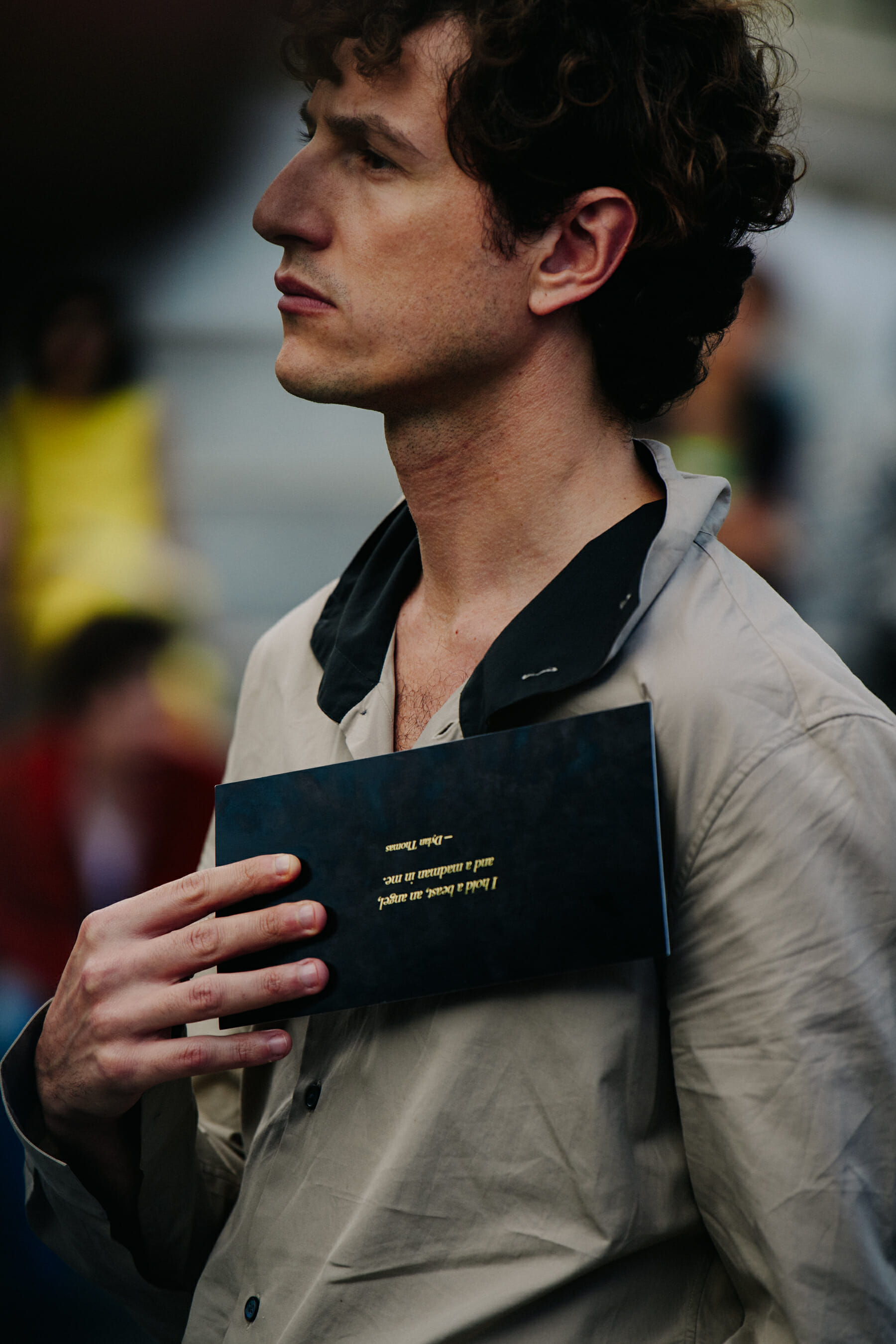 Man carrying show invite