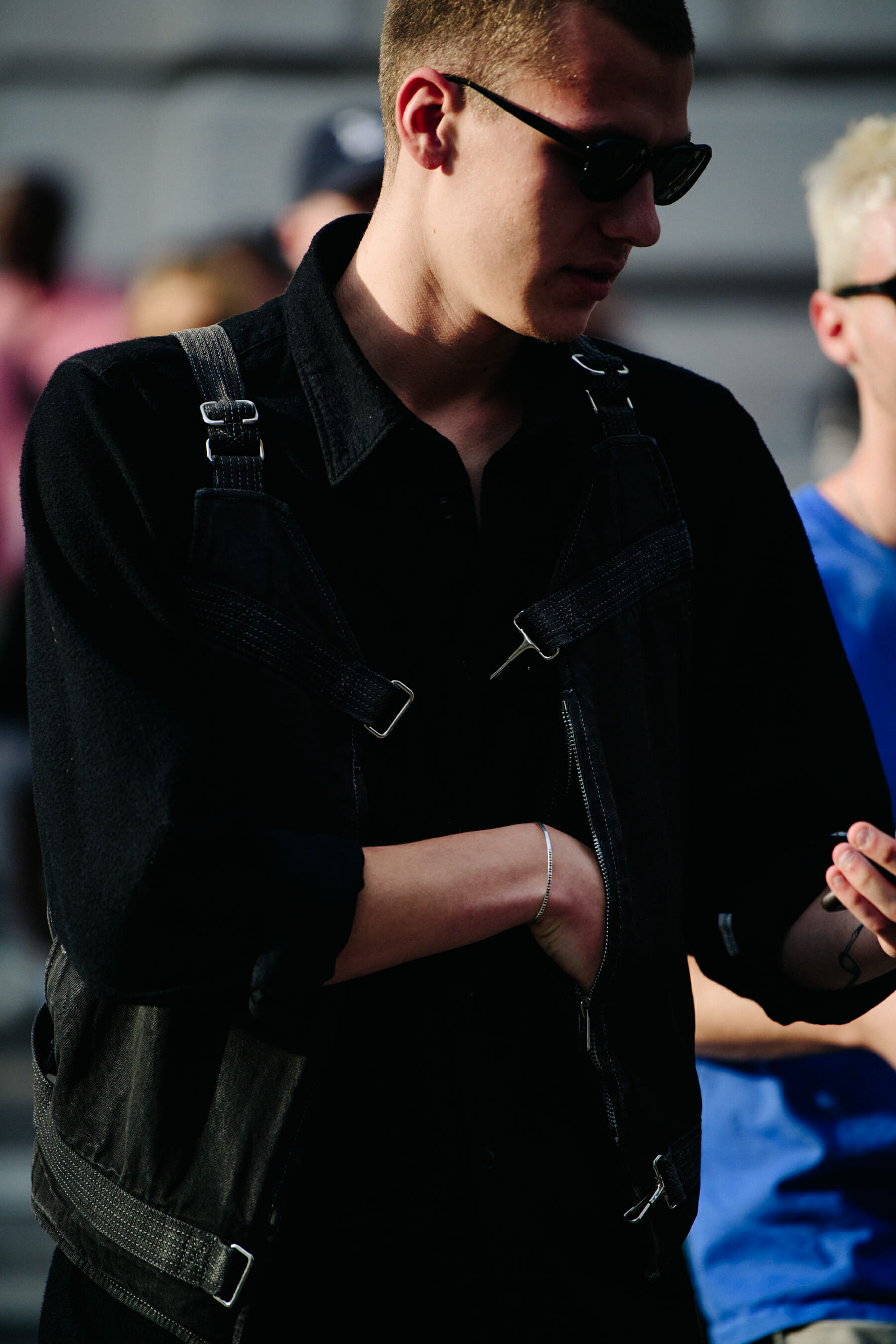 Man wearing black outfit