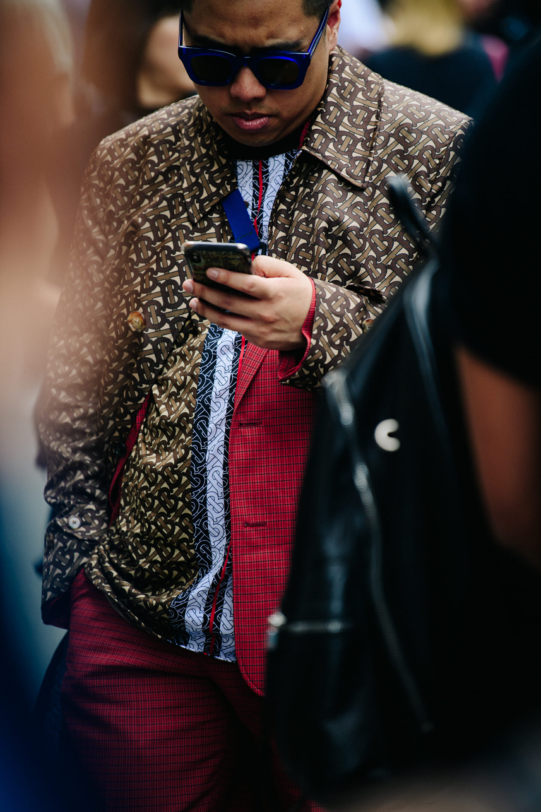 Man wearing Burberry shirt