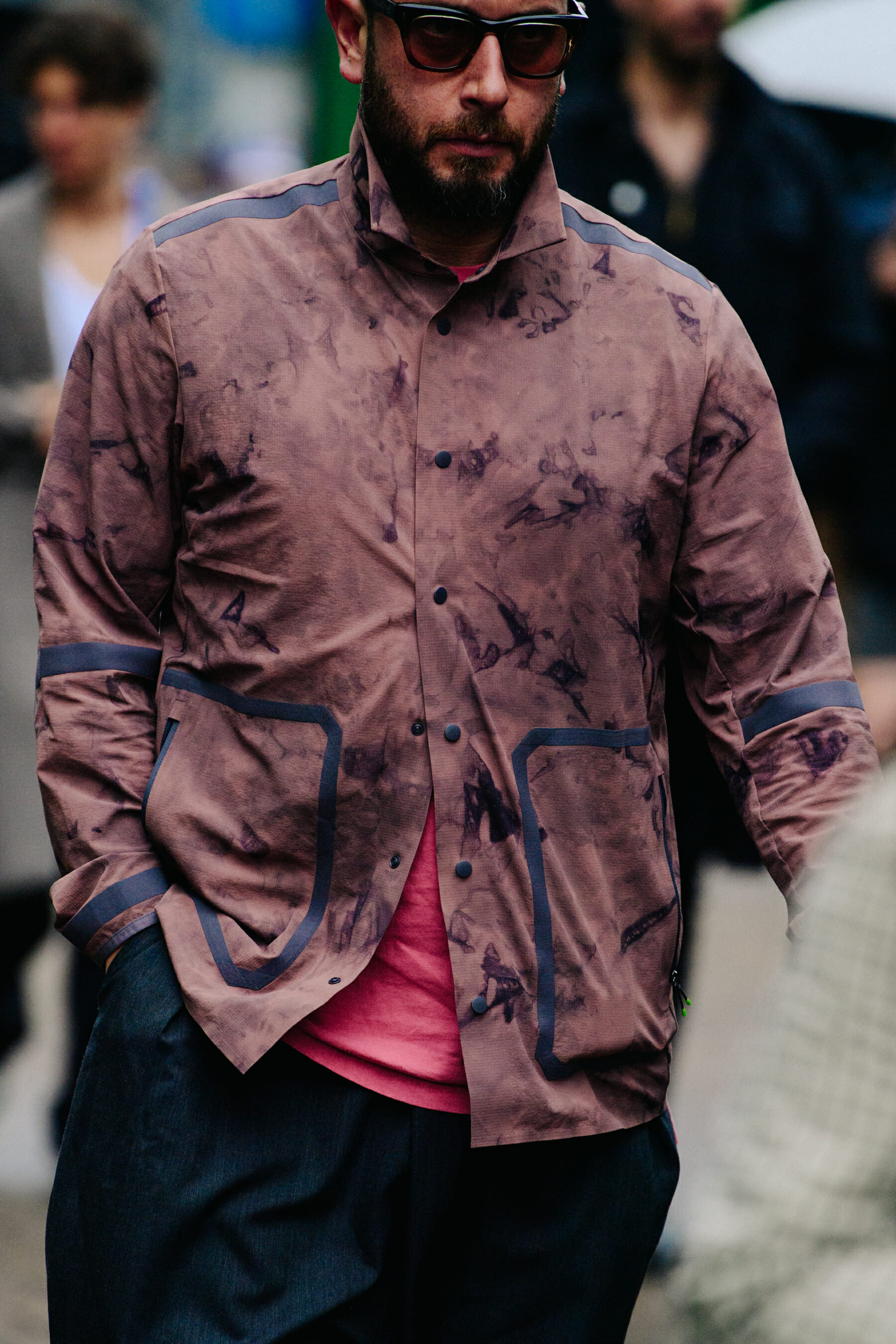 Man wearing dyed shirt