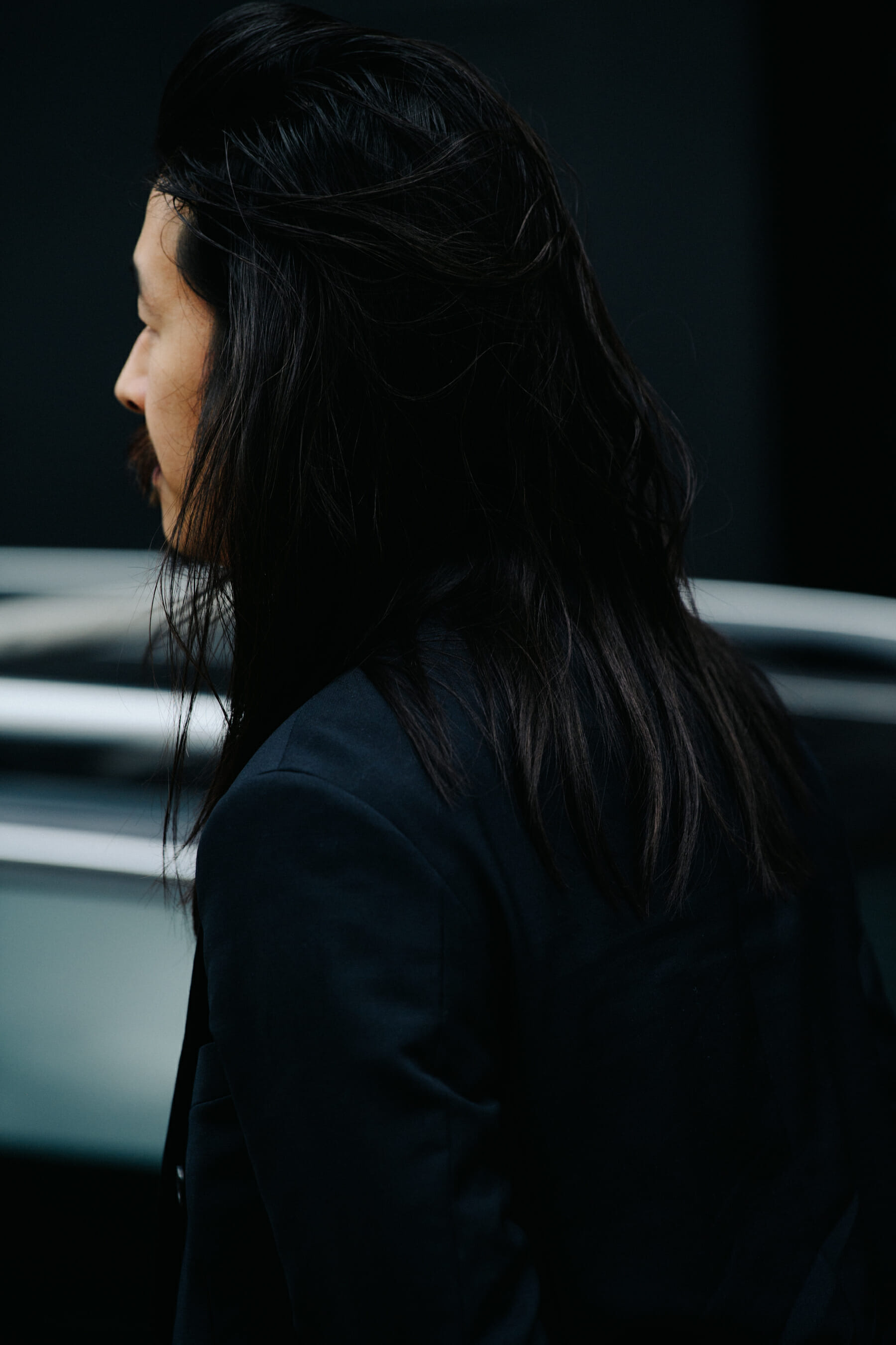 Man with long black hair