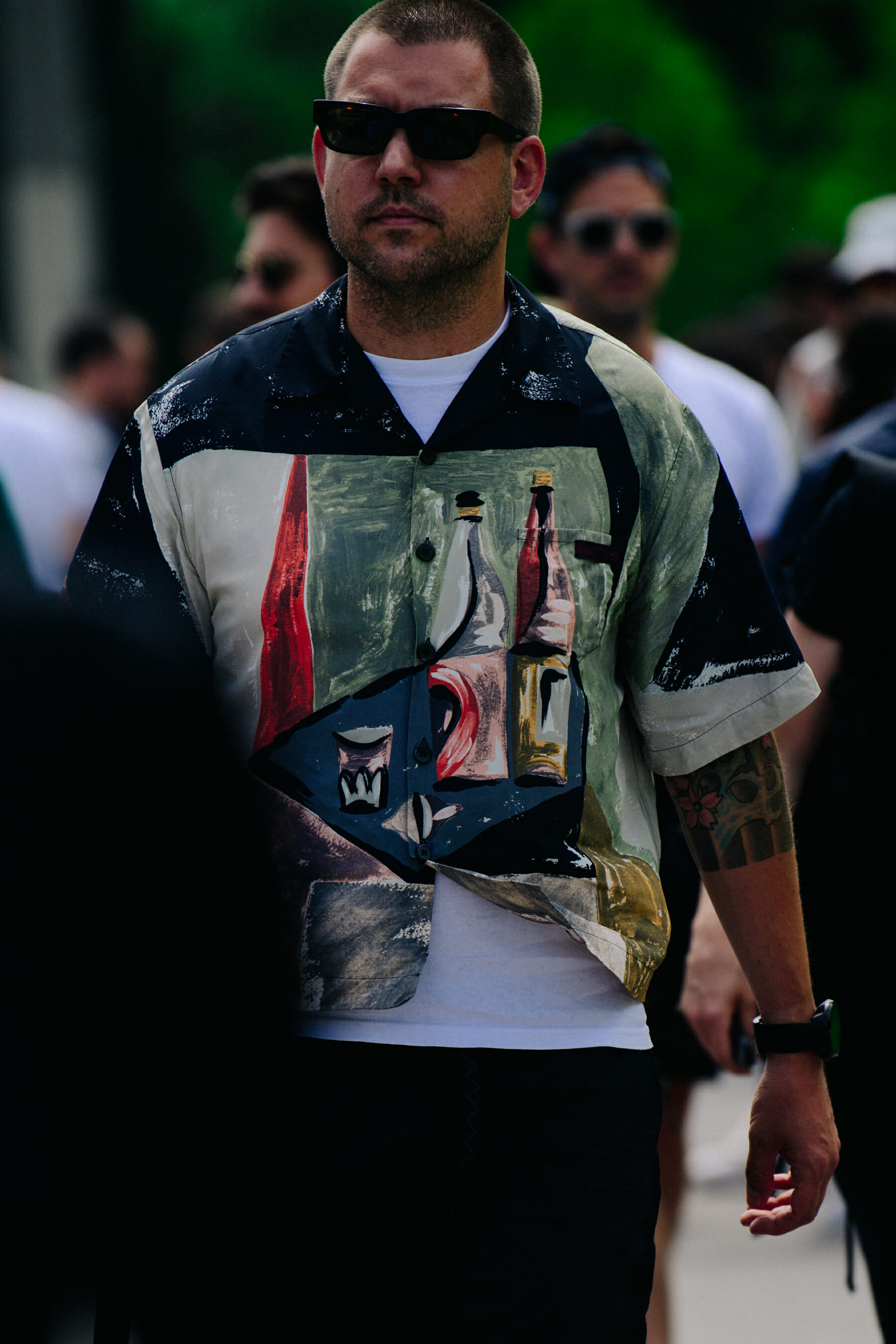 Man wearing pattern shirt