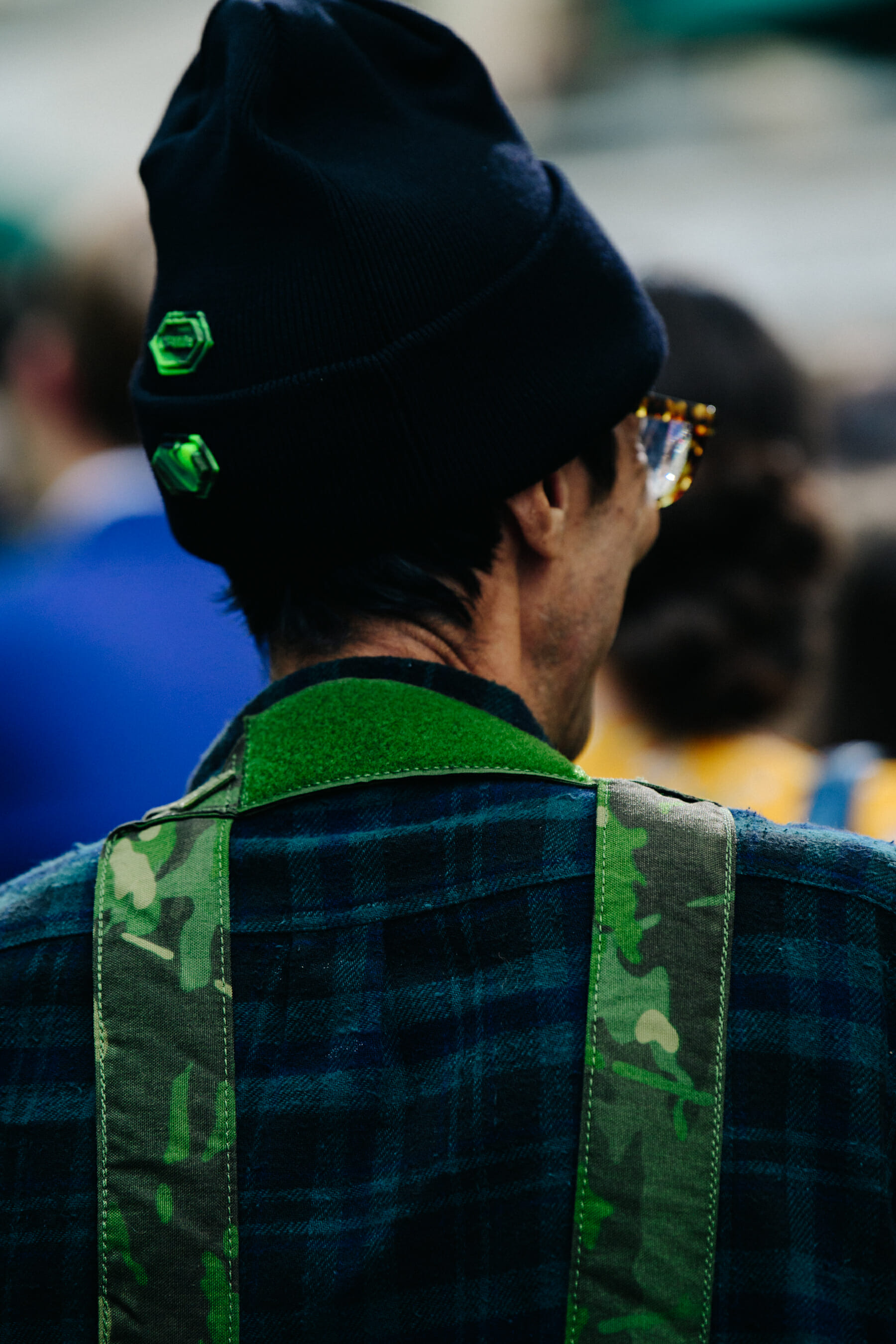 Man wearing large beanie