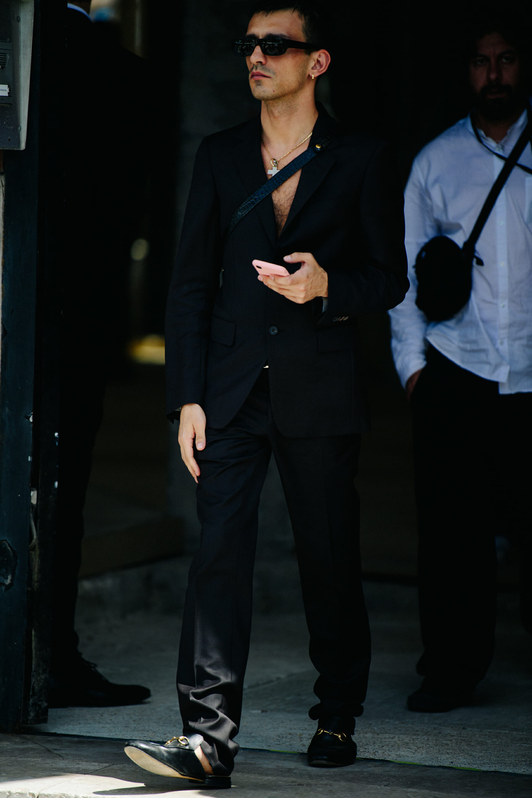 Man wearing black suit