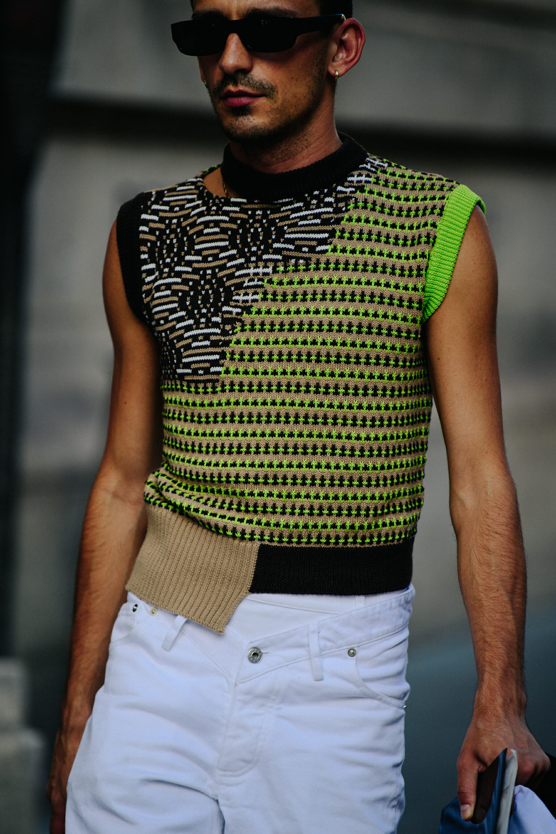 Man wearing green wool vest