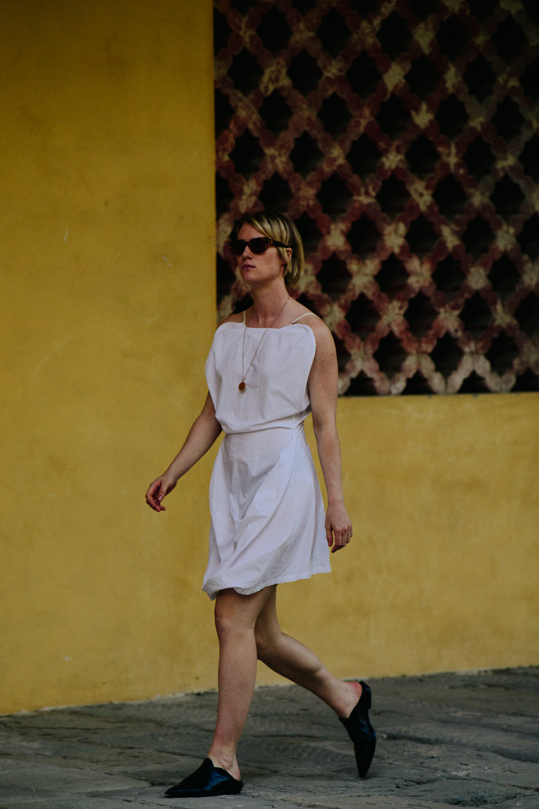 Woman wearing white dress