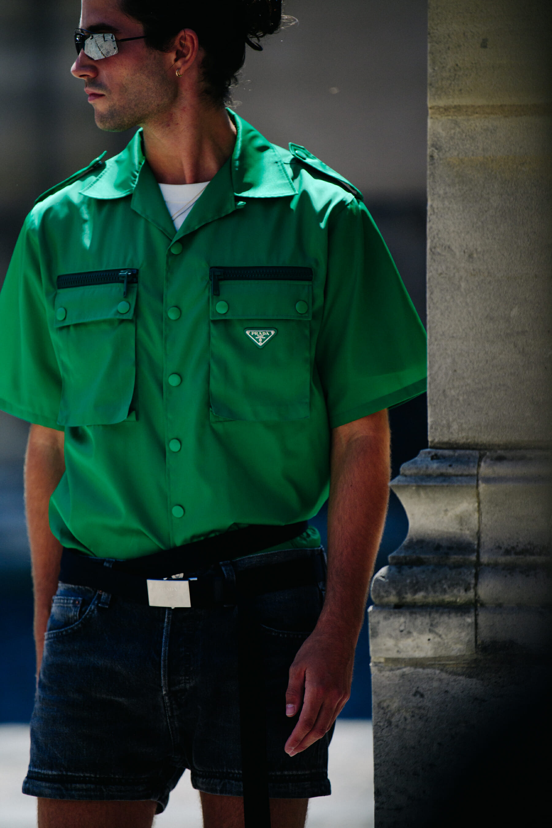 Man wearing Prada shirt