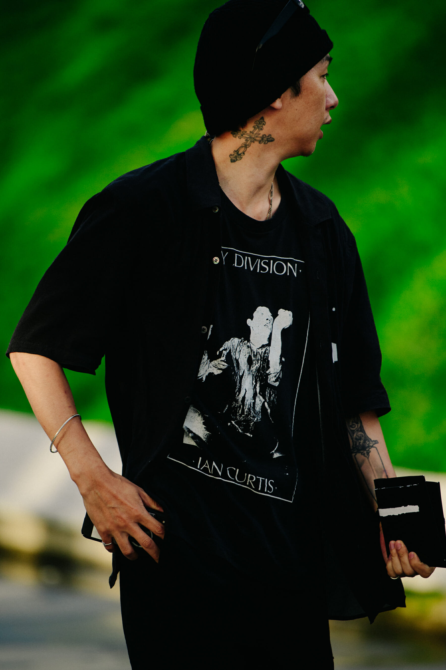 Man wearing black outfit