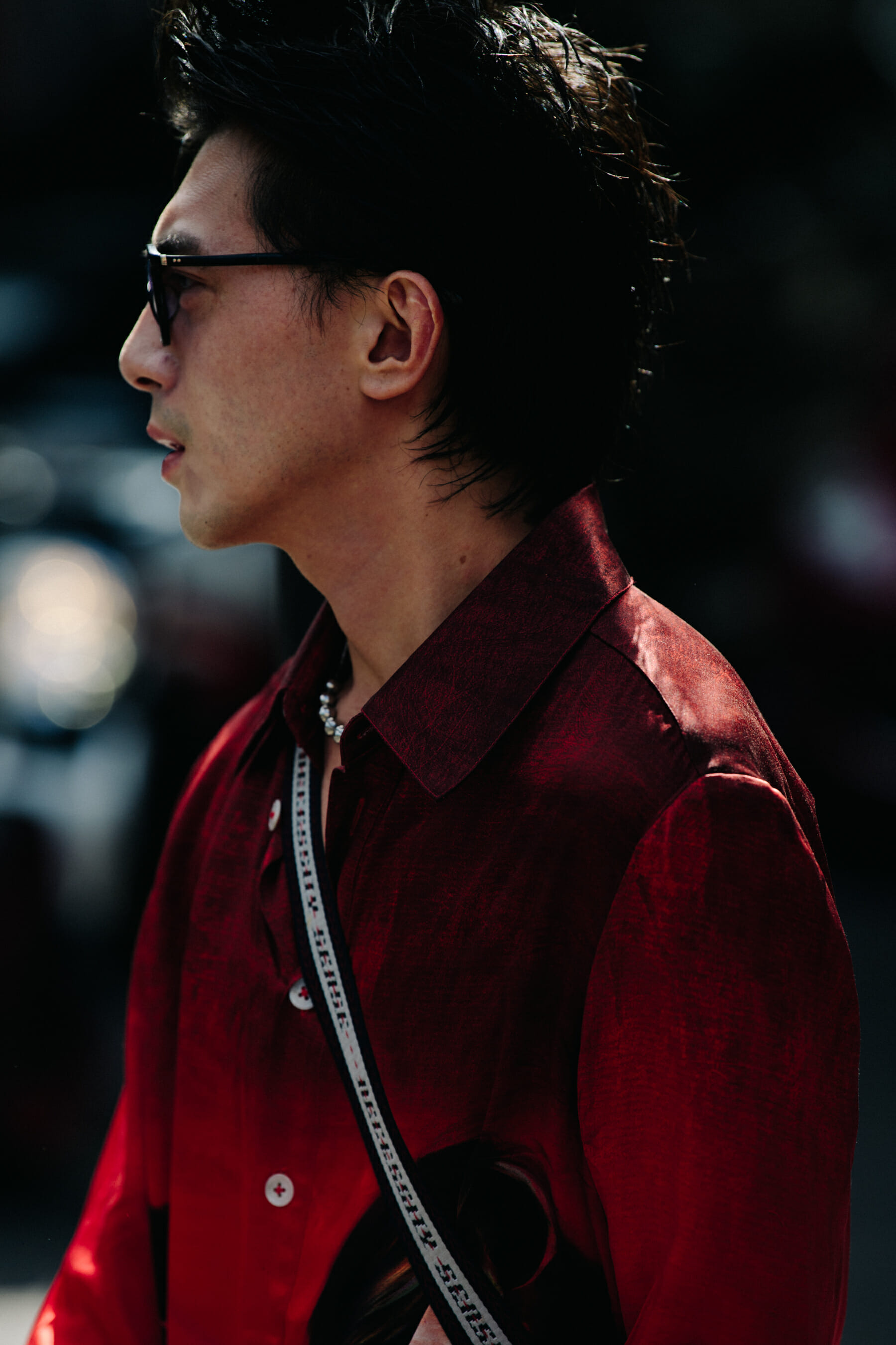 Man wearing red shirt