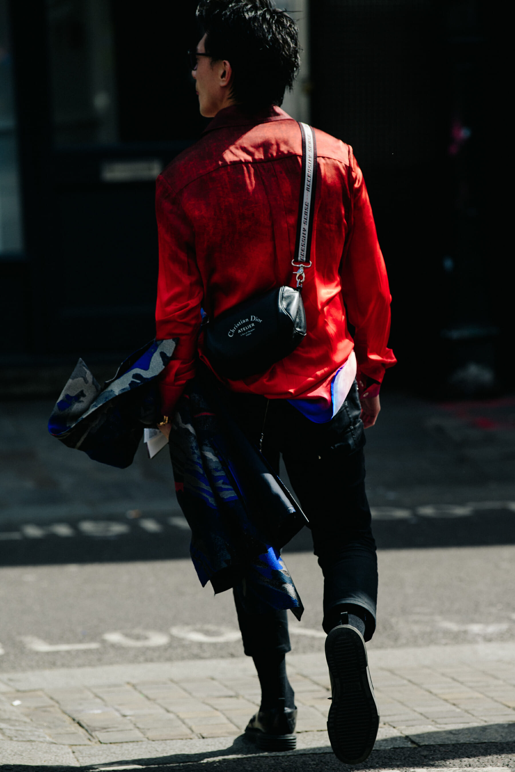 Man wearing red shirt