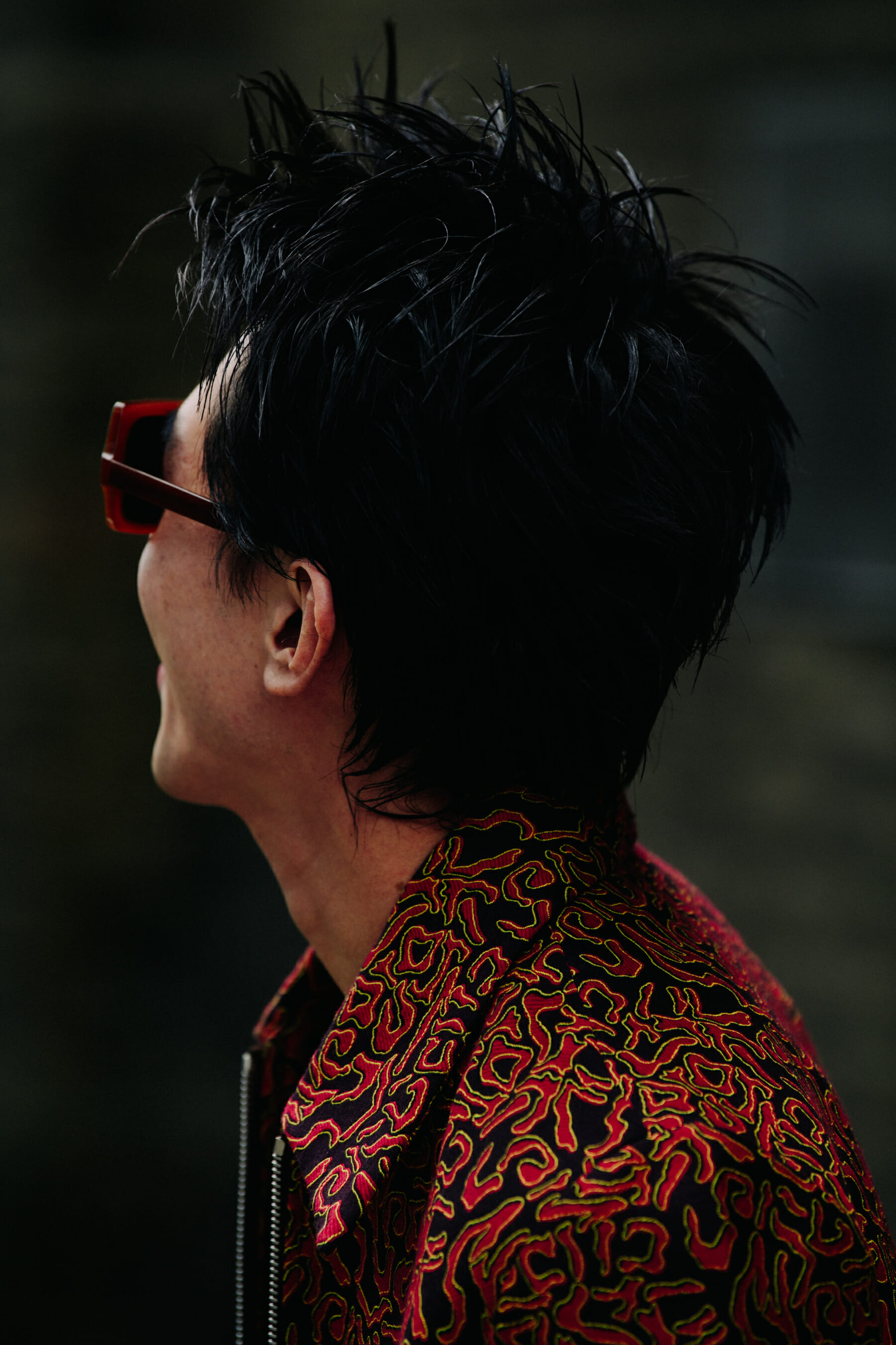 Man wearing pattern jacket