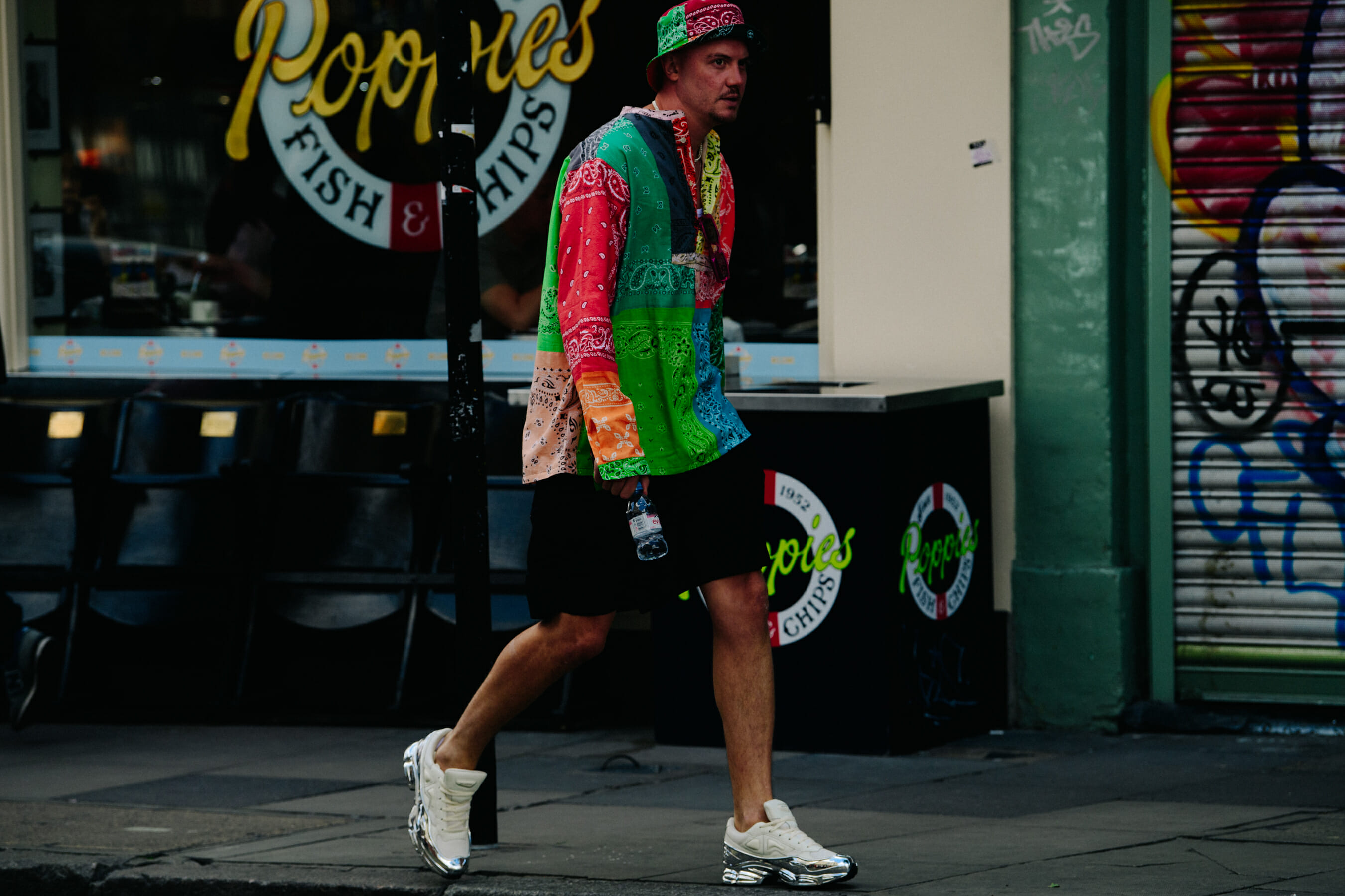 Man wearing colourful outfit