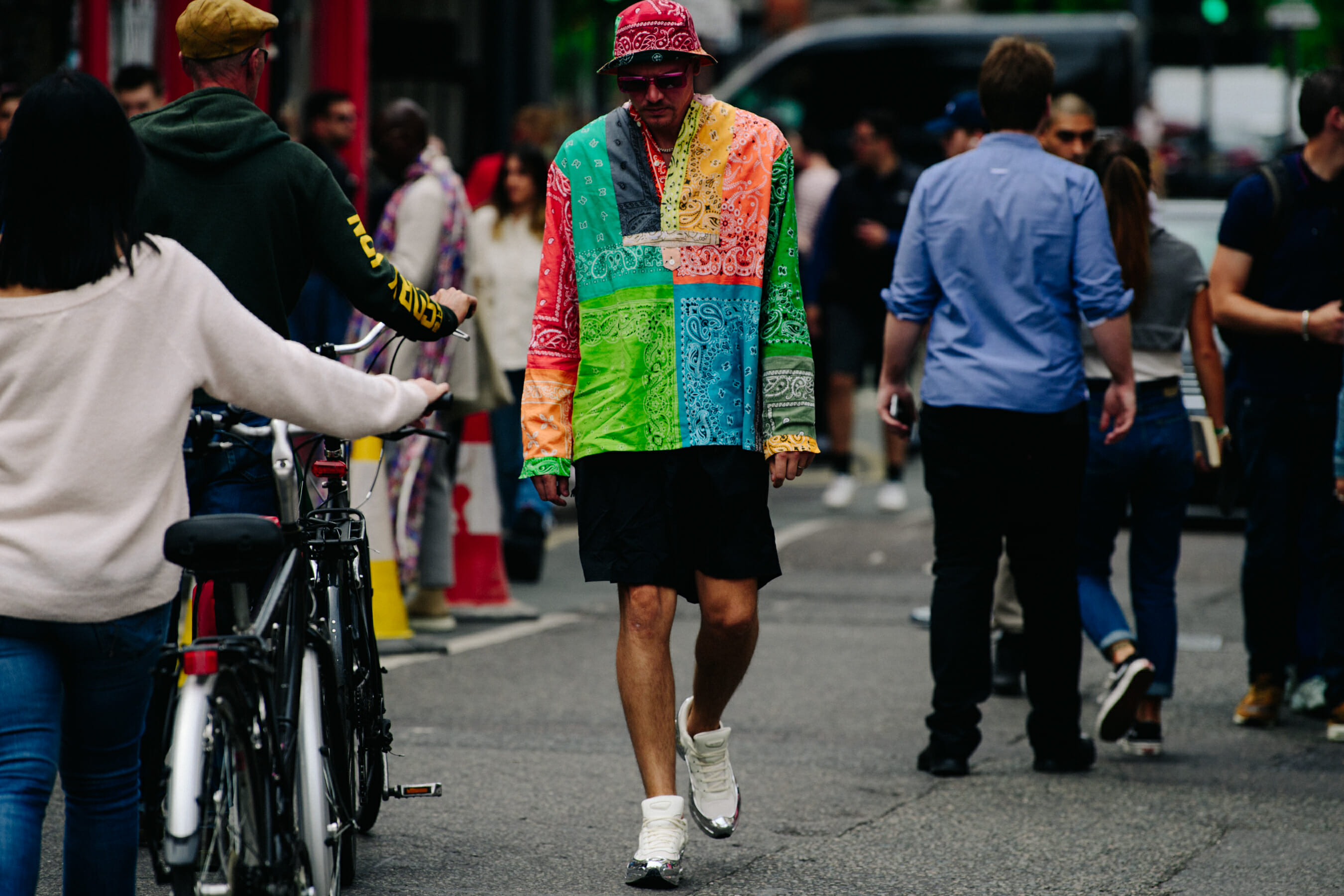Man wearing colourful outfit
