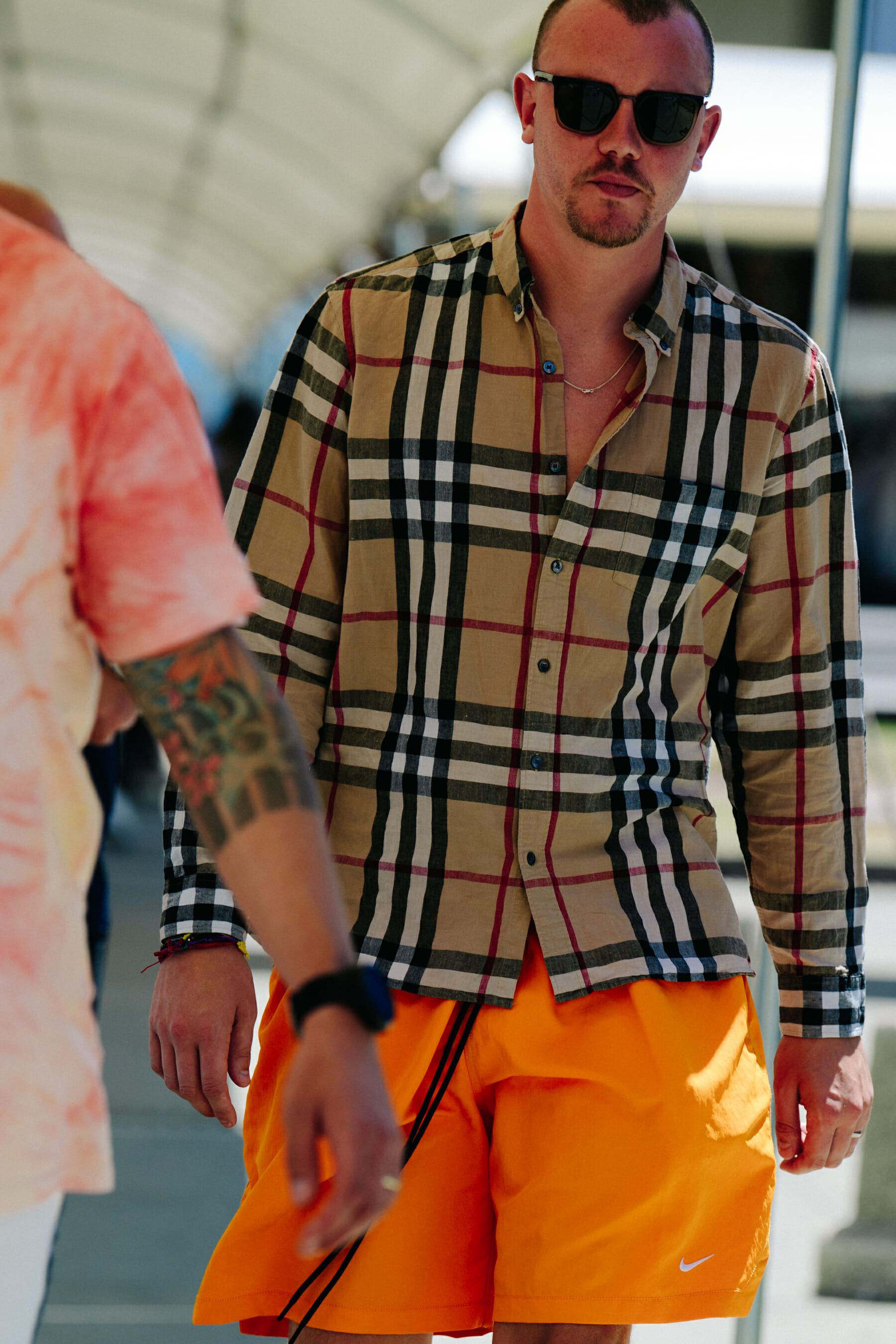 Man wearing Burberry shirt