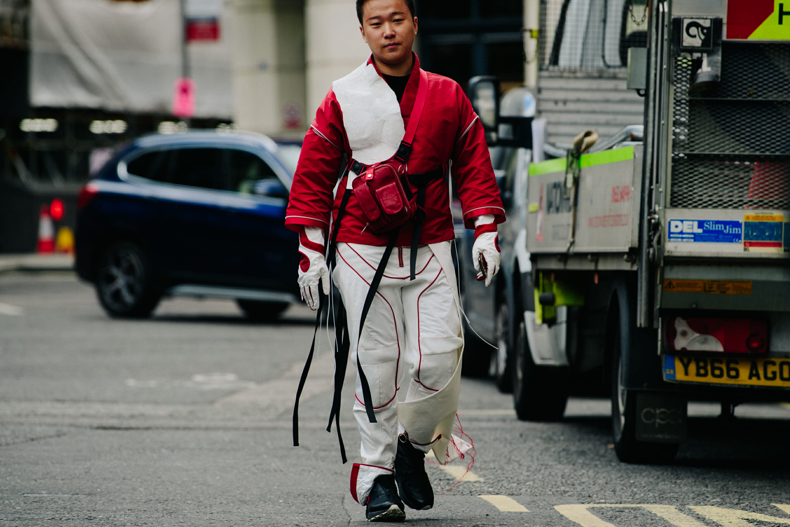Man wearing red coat