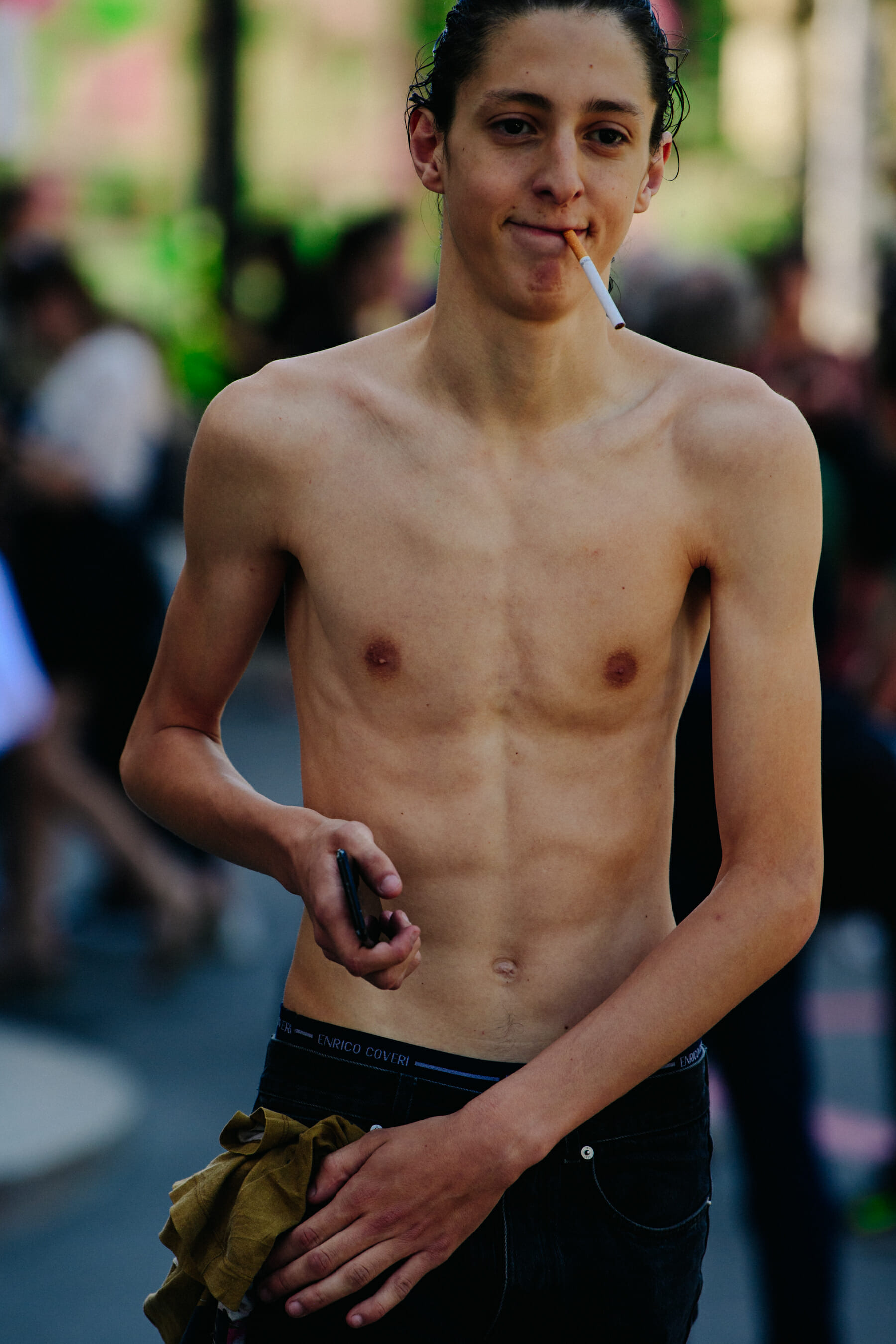 Topless male model