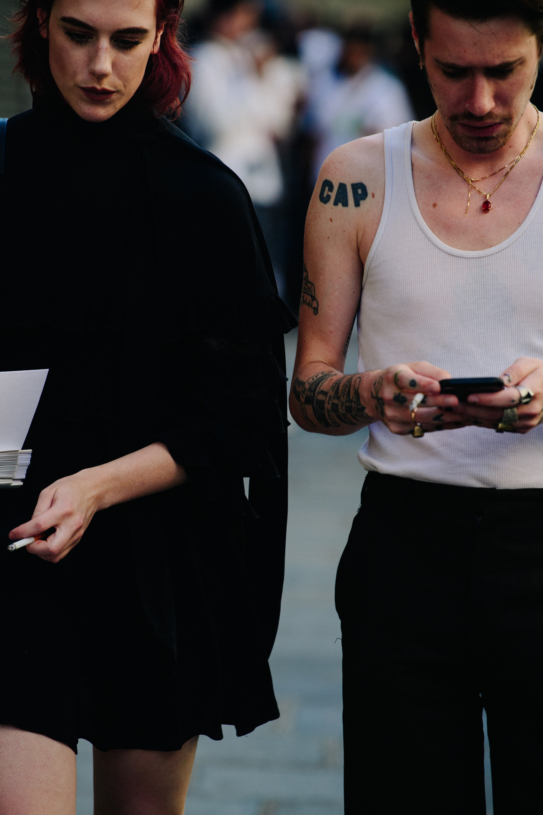 Couple wearing white and black