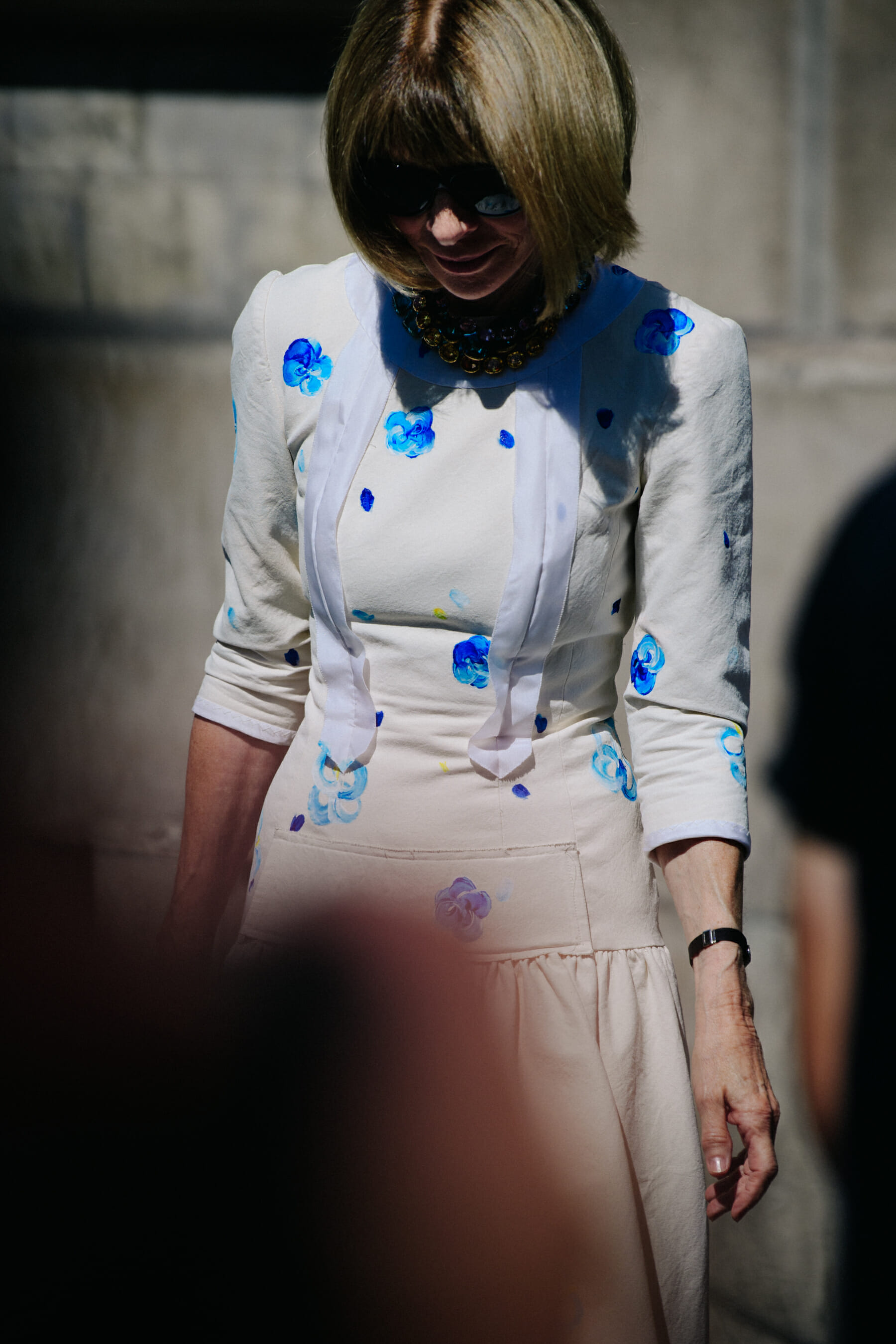 Editor wearing floral dress