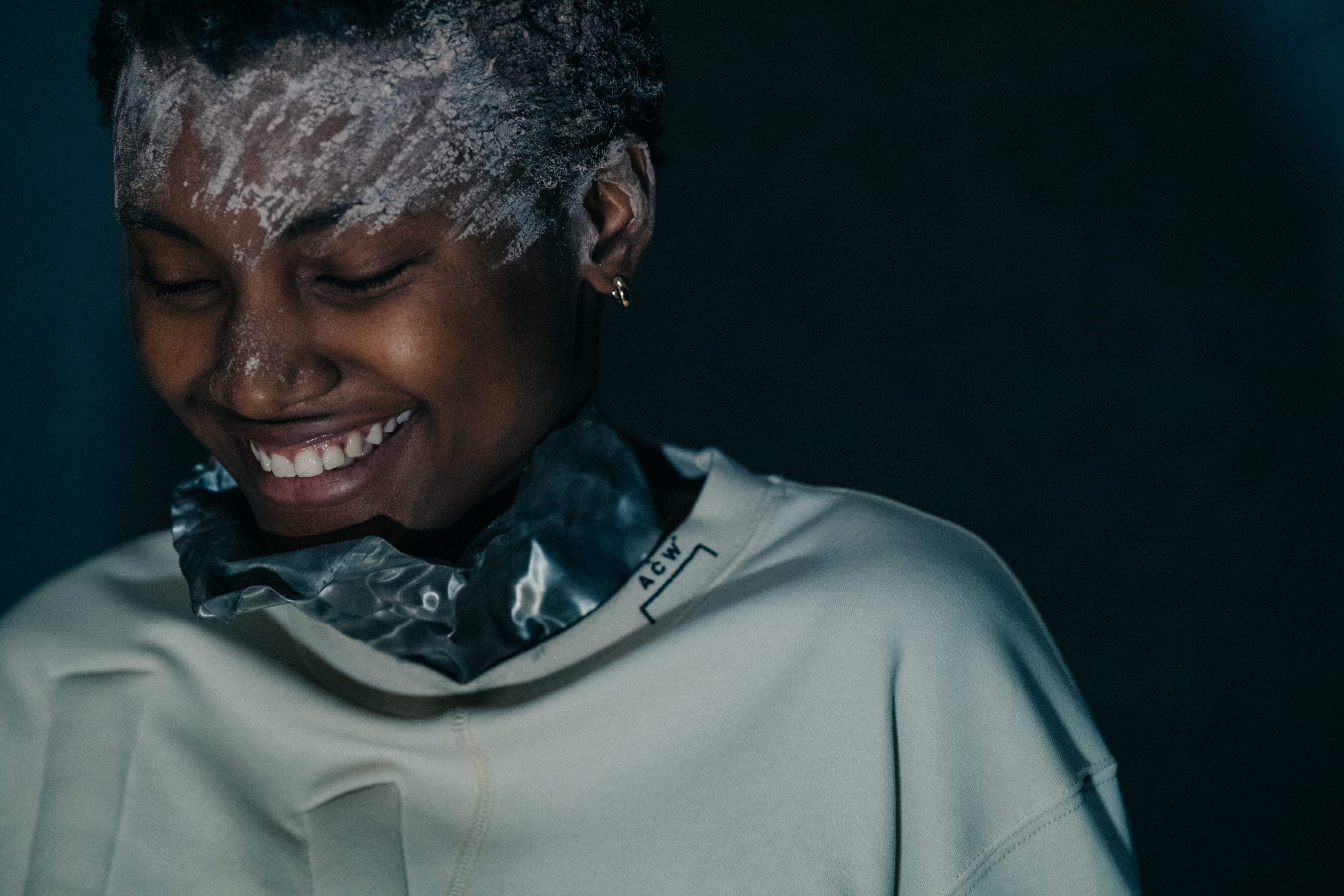 Model wearing white at A Cold Wall
