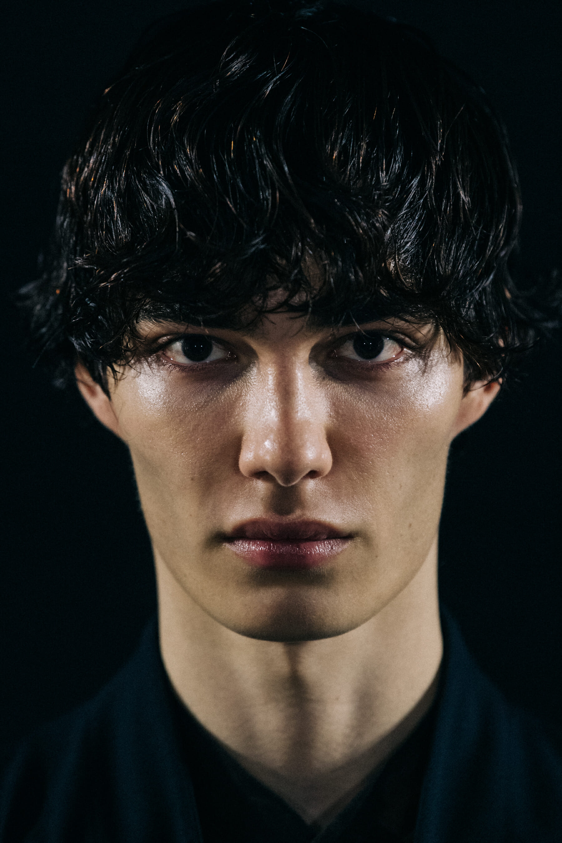 Portrait of model with dark hair