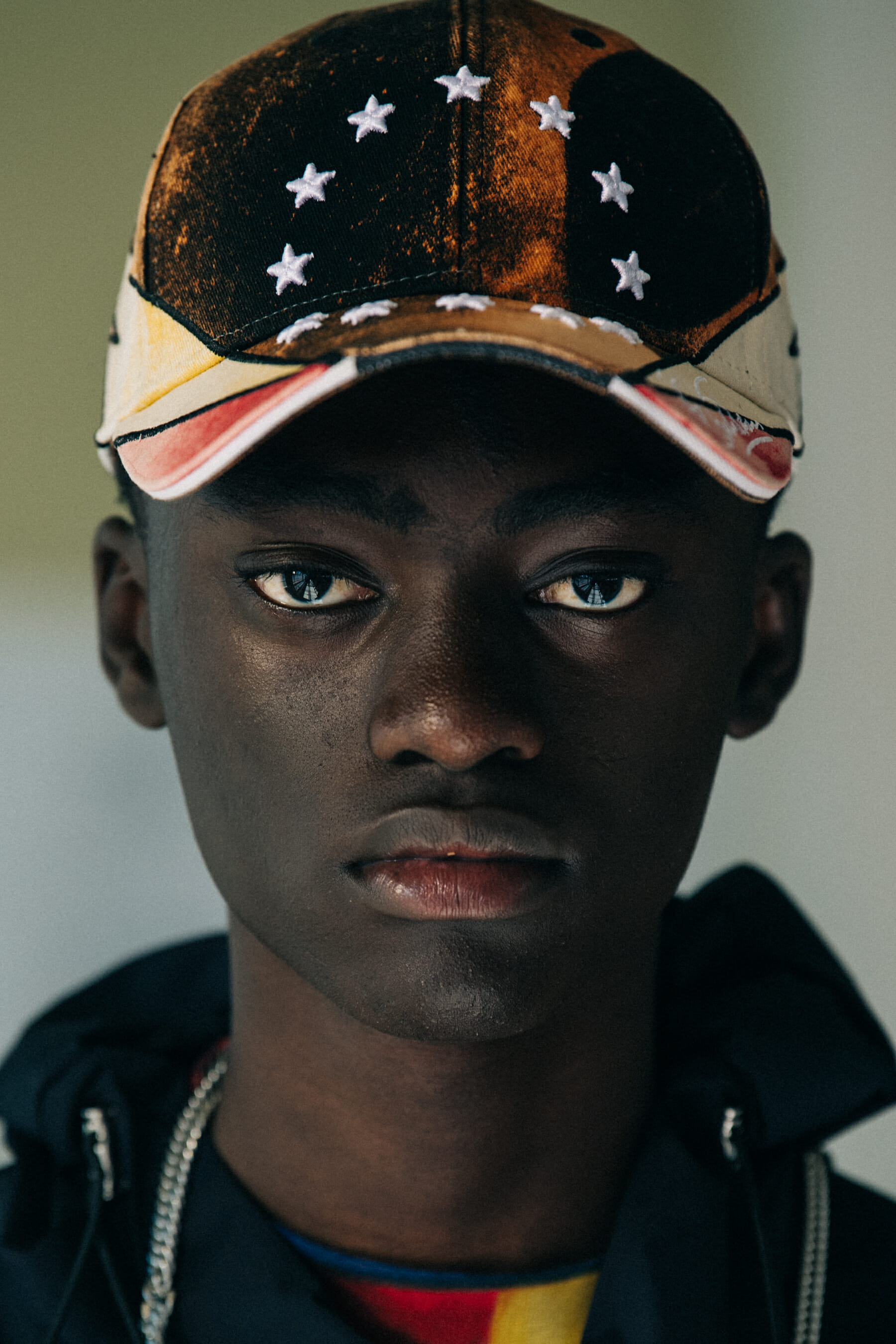 Portrait of model wearing cap