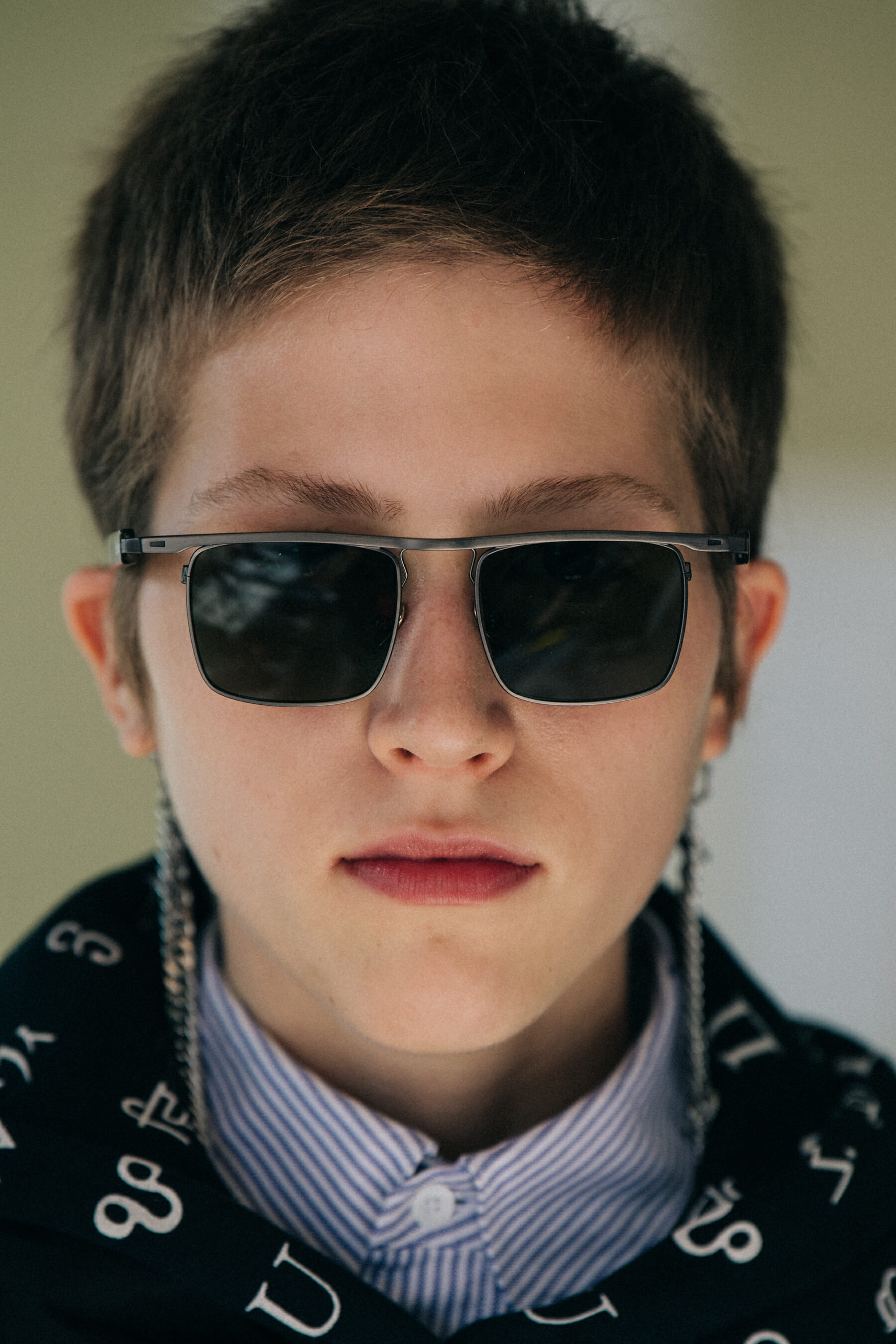 Portrait of model wearing sunglasses