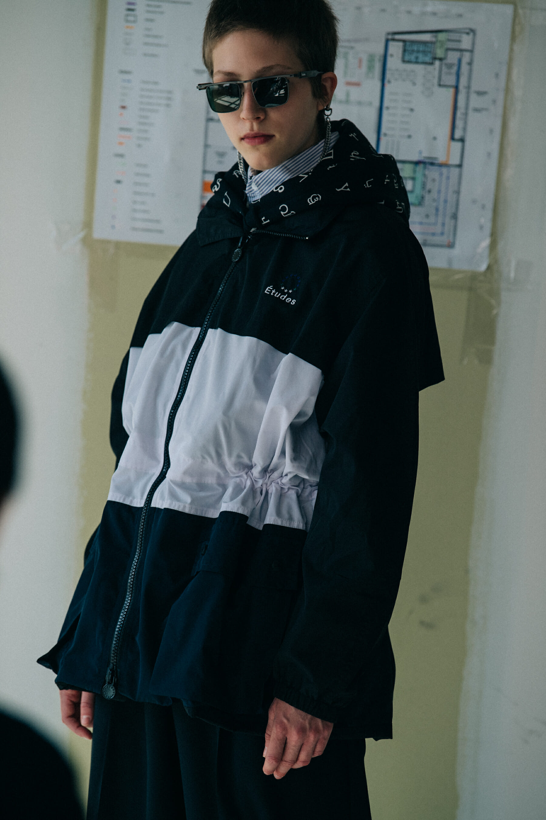 Model wearing sunglasses at Etudes