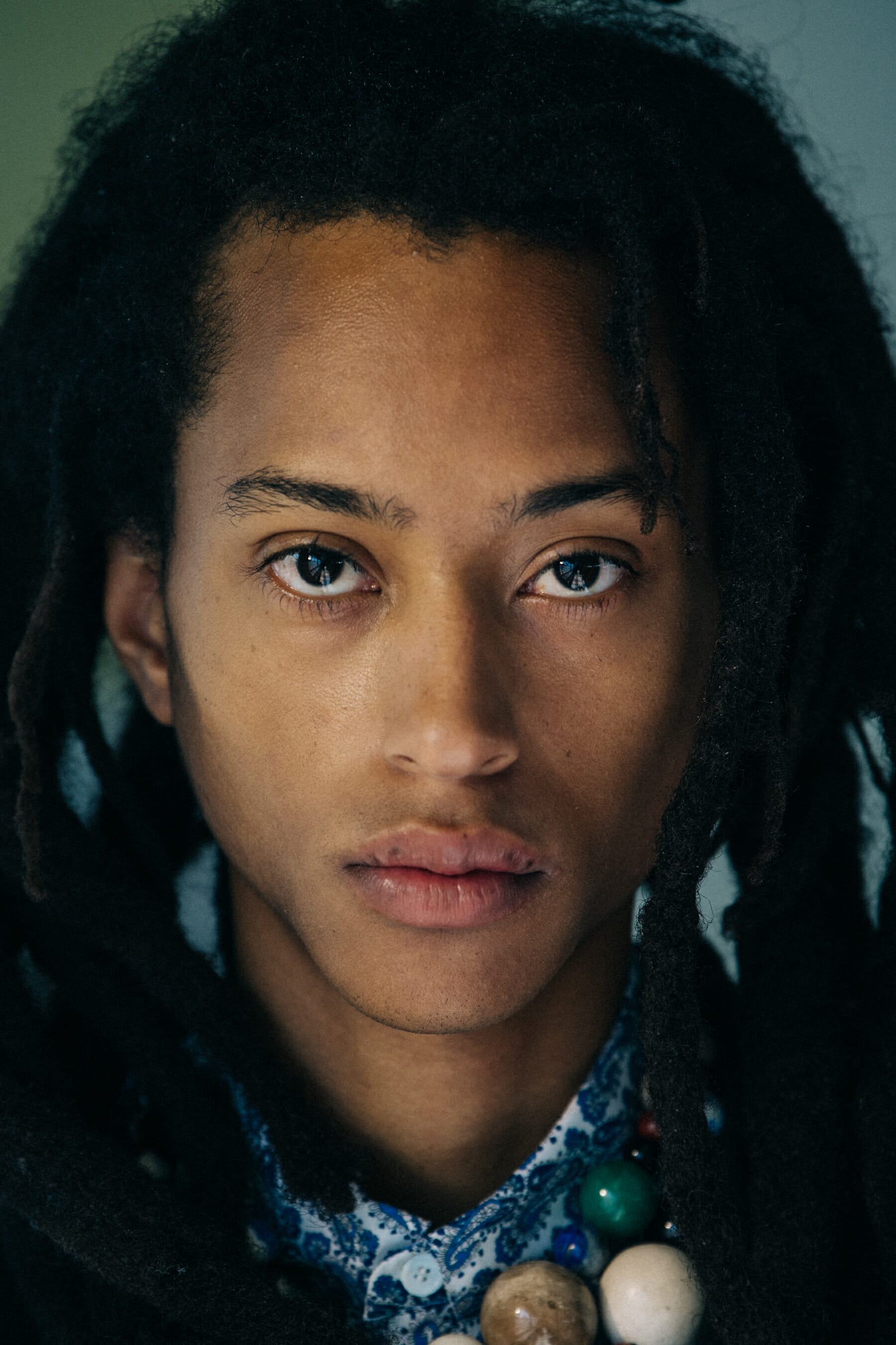 Portrait of model with long hair at Etudes