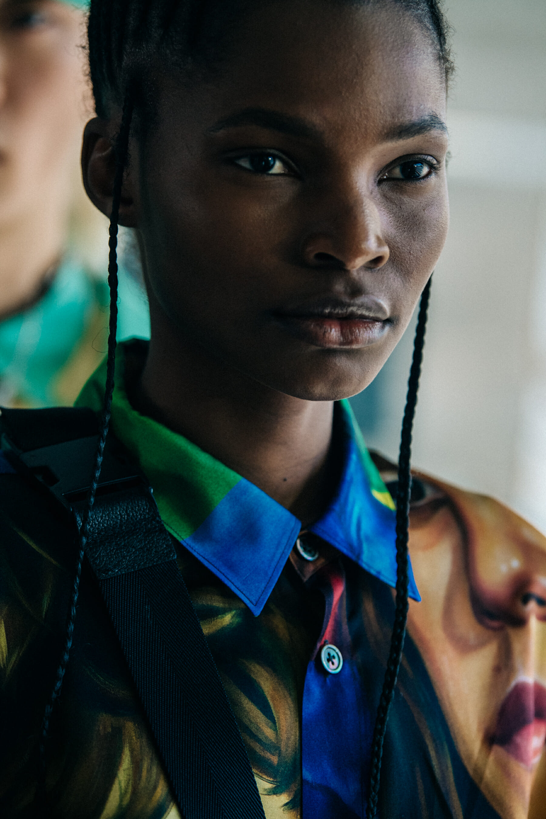 Model wearing colourful outfit at Etudes