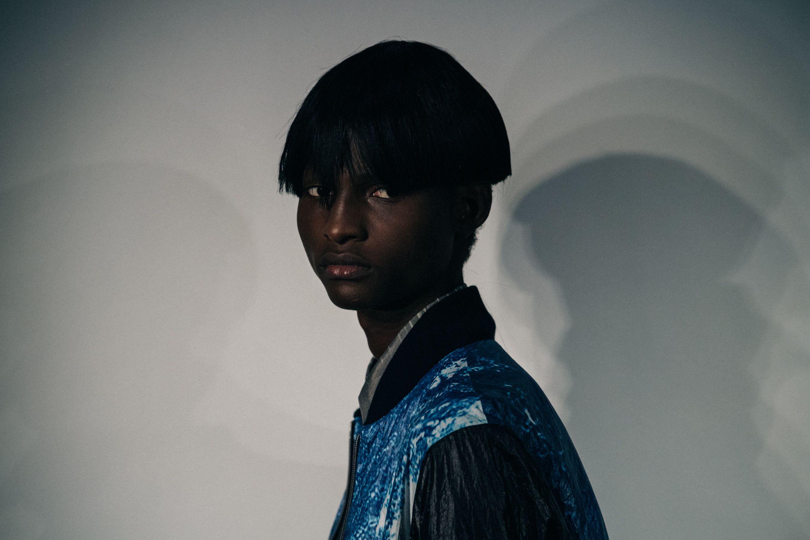 Model wearing colourful outfit at Fumito Ganyru