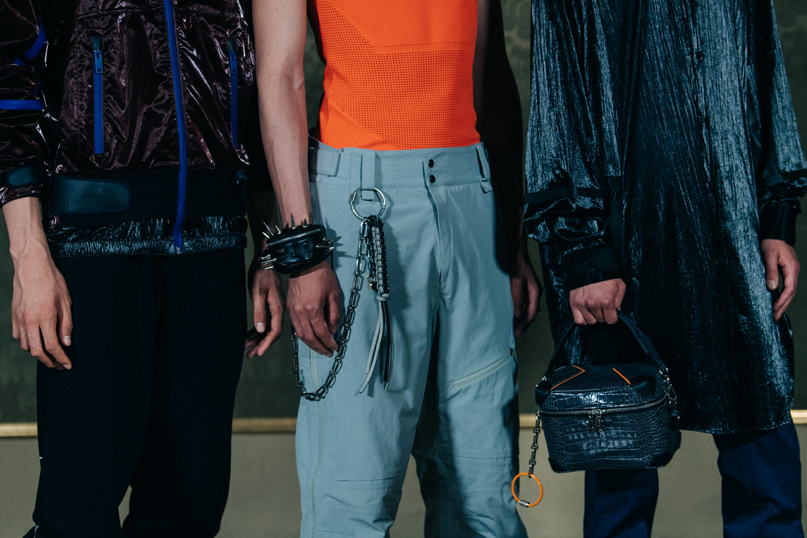 Models wearing Givenchy outfits backstage