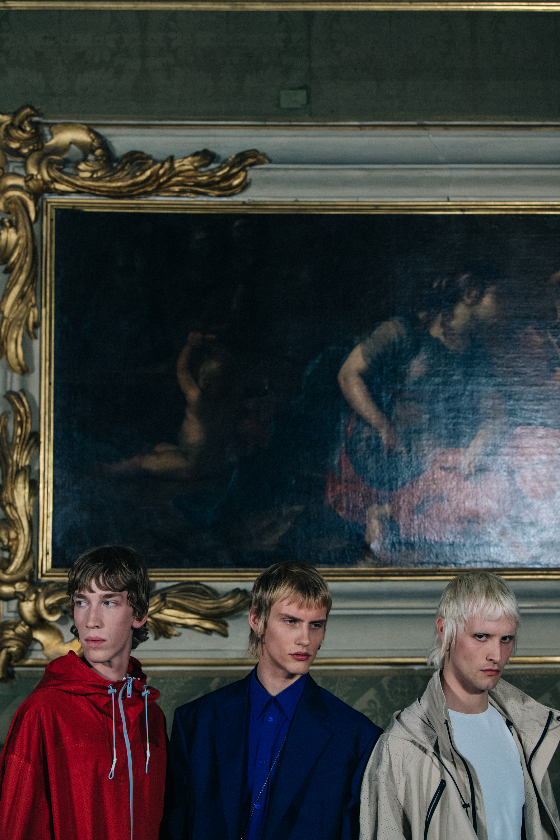 Models wearing Givenchy outfits backstage