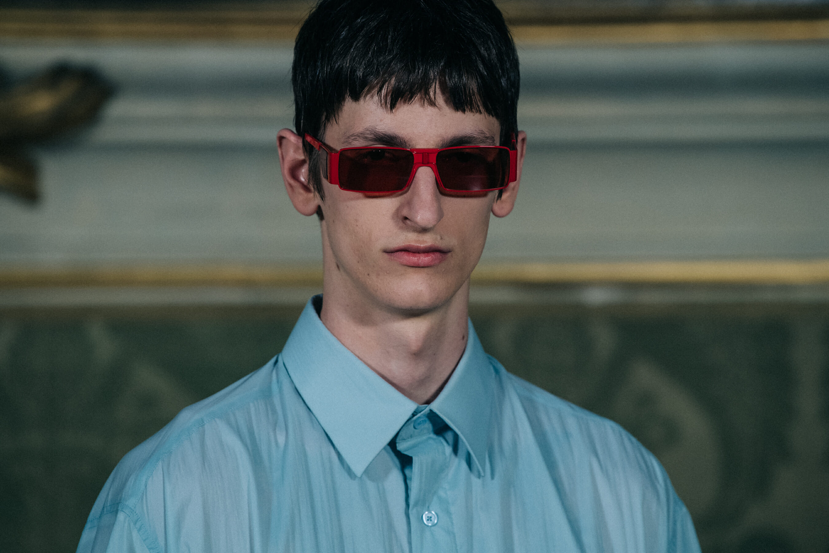 Theodor Pal backstage at Givenchy