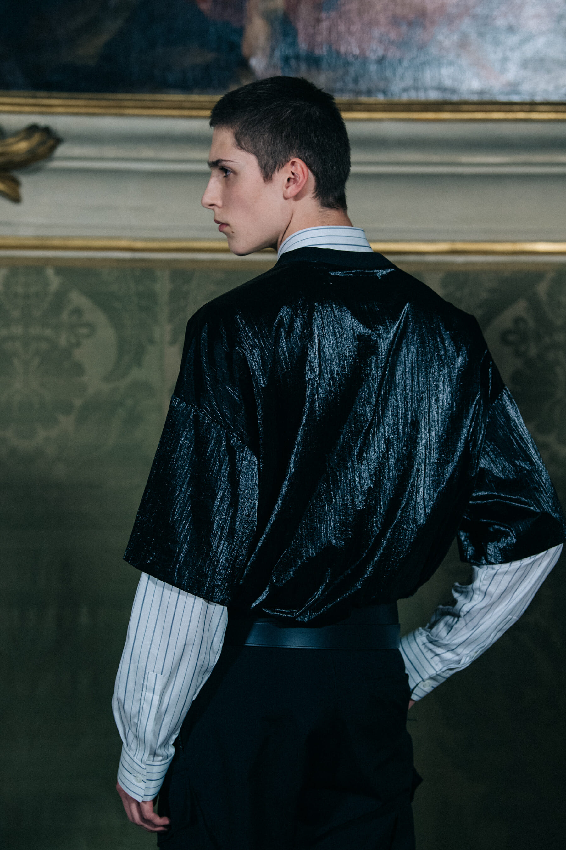 Models wearing Givenchy outfits backstage