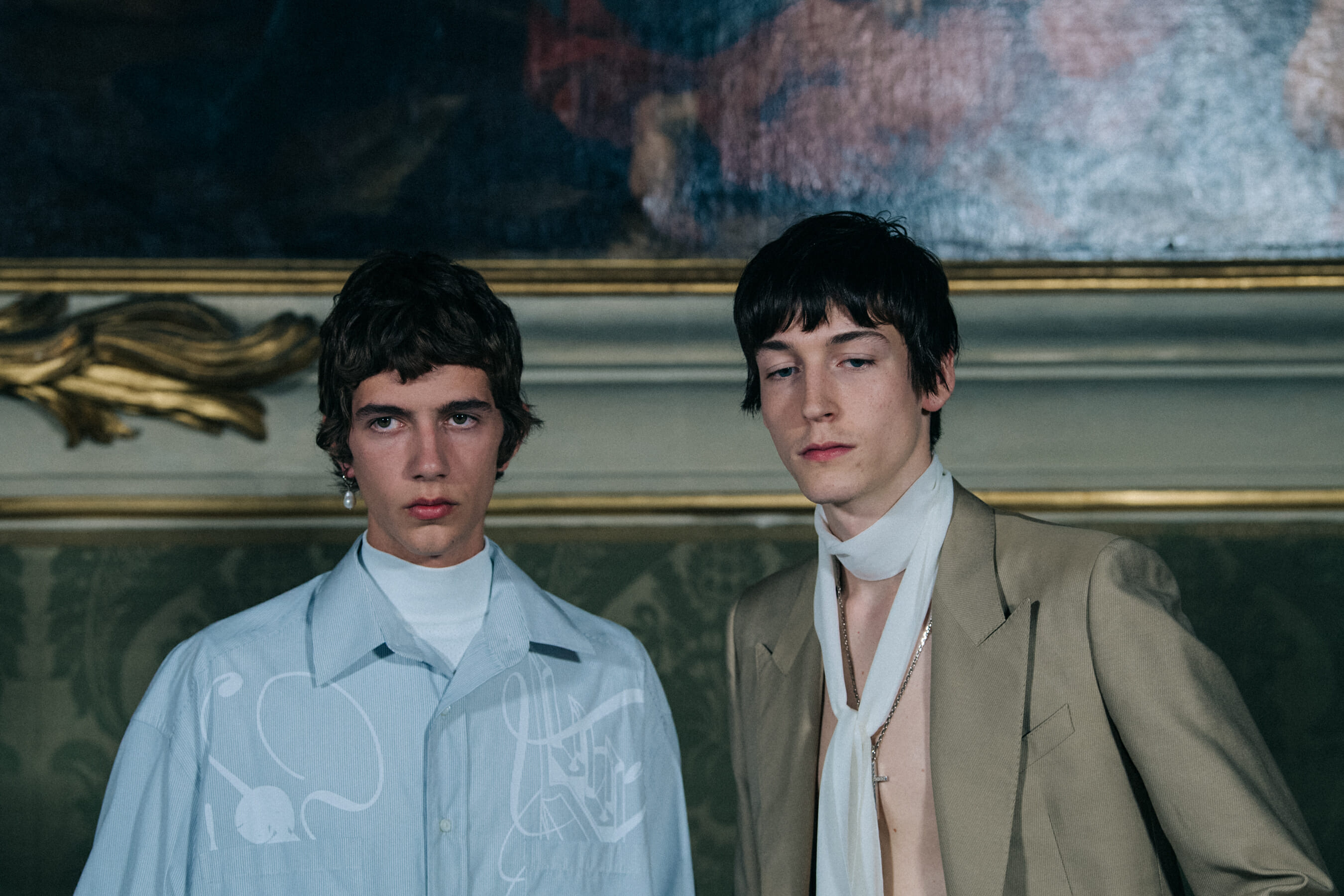 Nick Fortna backstage at Givenchy
