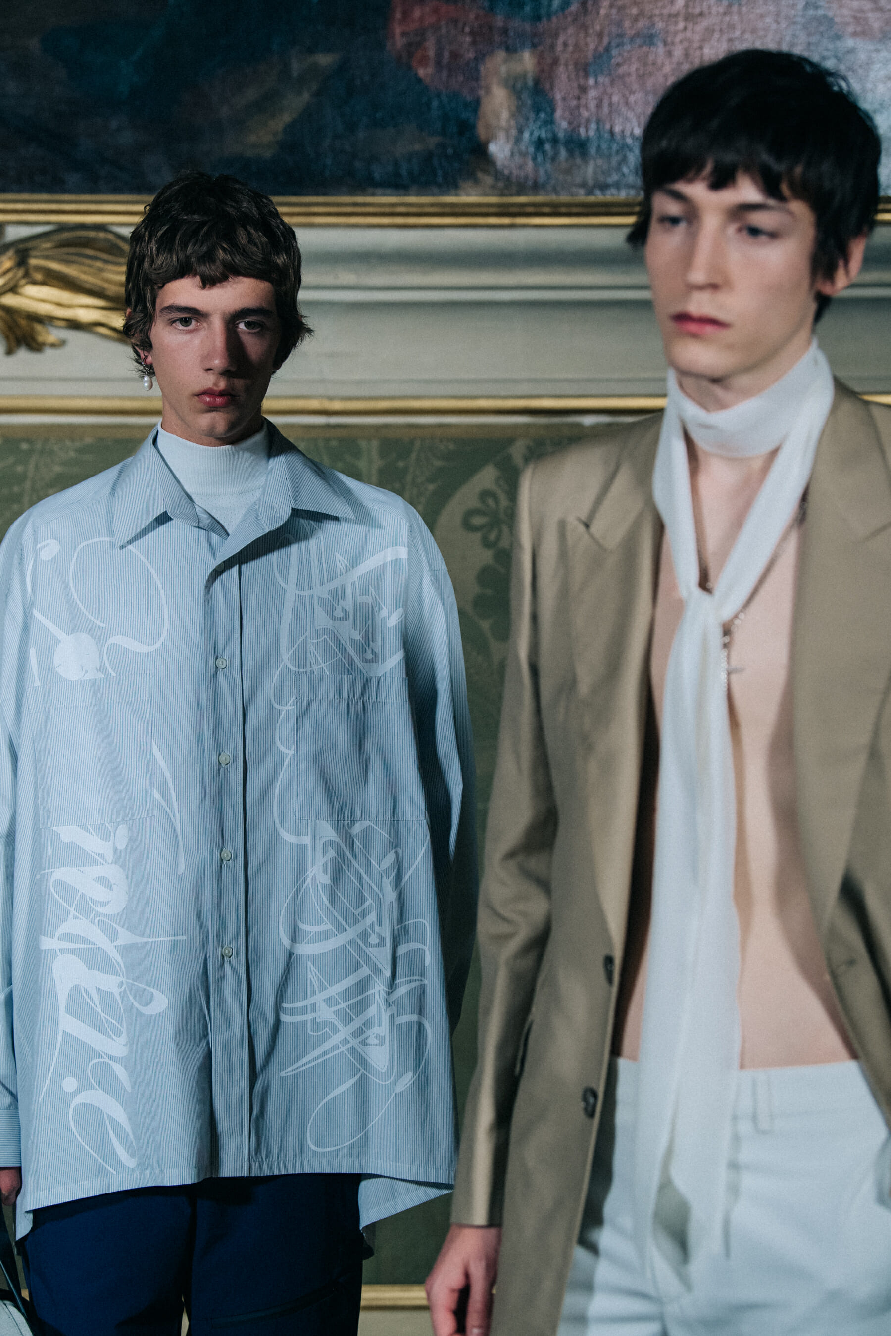 Nick Fortna backstage at Givenchy