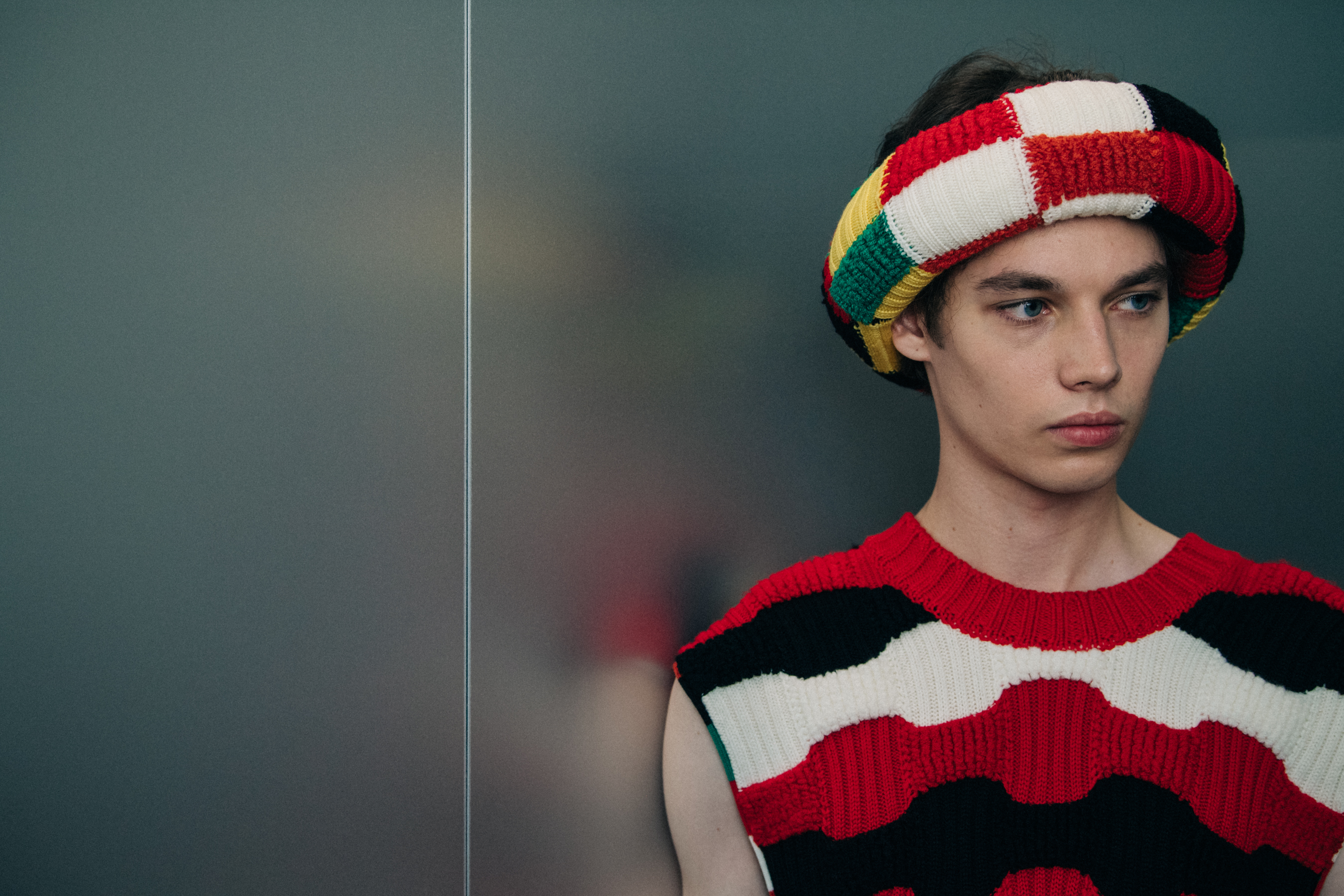 Models wearing wool outfits at JW Anderson